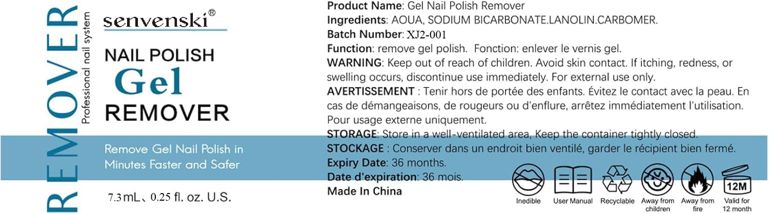 Senvenski Gel Nail Polish Remover Kit - Fast Acting Soak Off Solution for Professional & DIY Manicures | Gentle Formula for Easy Gel Polish Removal at Home & Salon (XJ2-001) | Perfect for Nail Prep, Polish Changes & Salon Quality Results