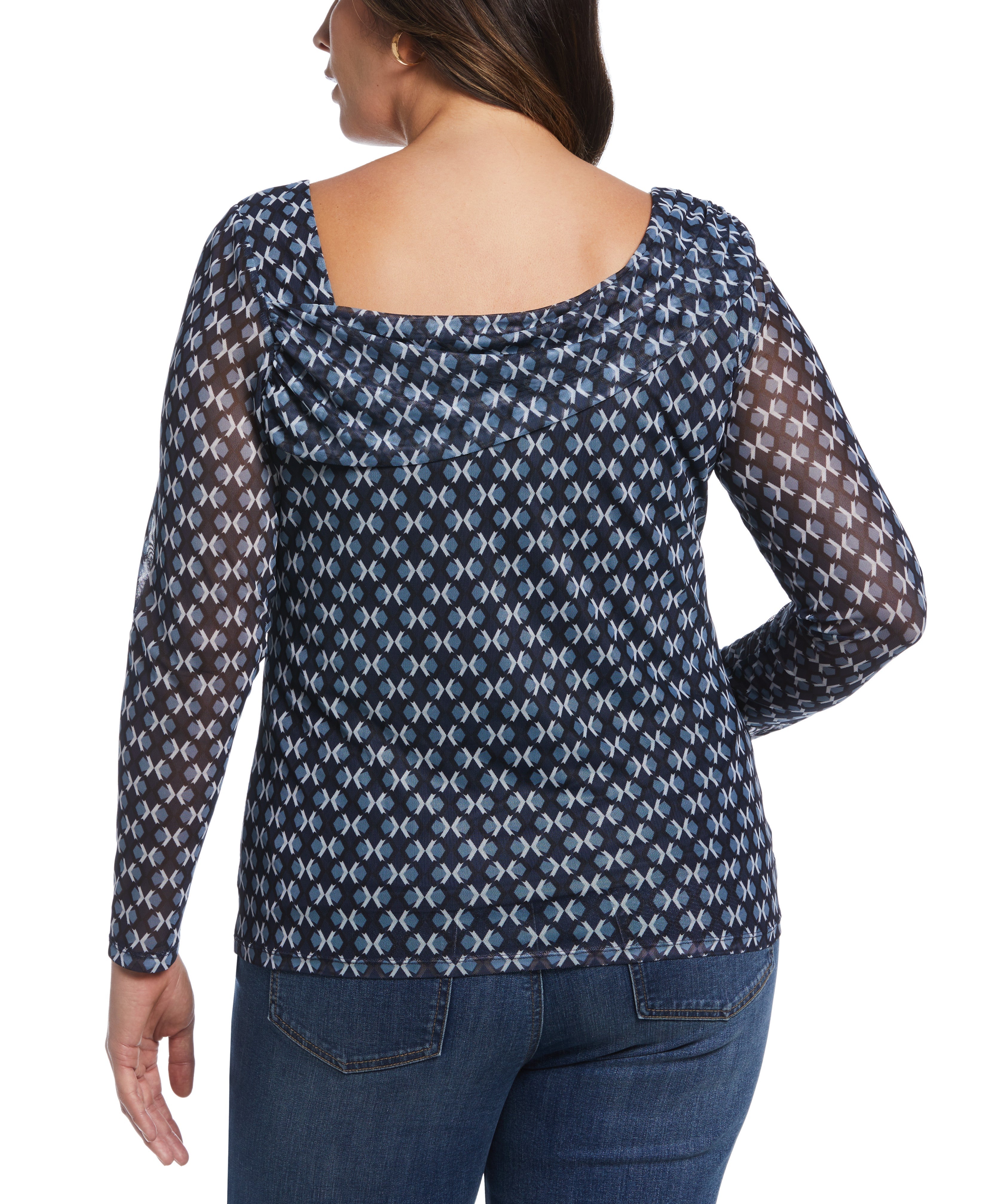 Stylish Printed Mesh Drape Neck Top for Women - Trendy Summer Blouse for Casual Outings & Date Nights