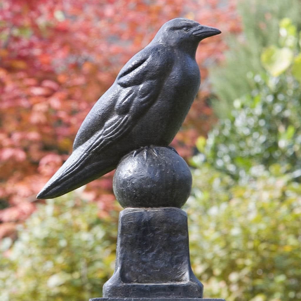Campania International Raven Statue - Gothic Home Decor, Outdoor Garden Statue for Halloween & Gothic Decorations - Perfect for Patio, Yard, and Halloween Displays