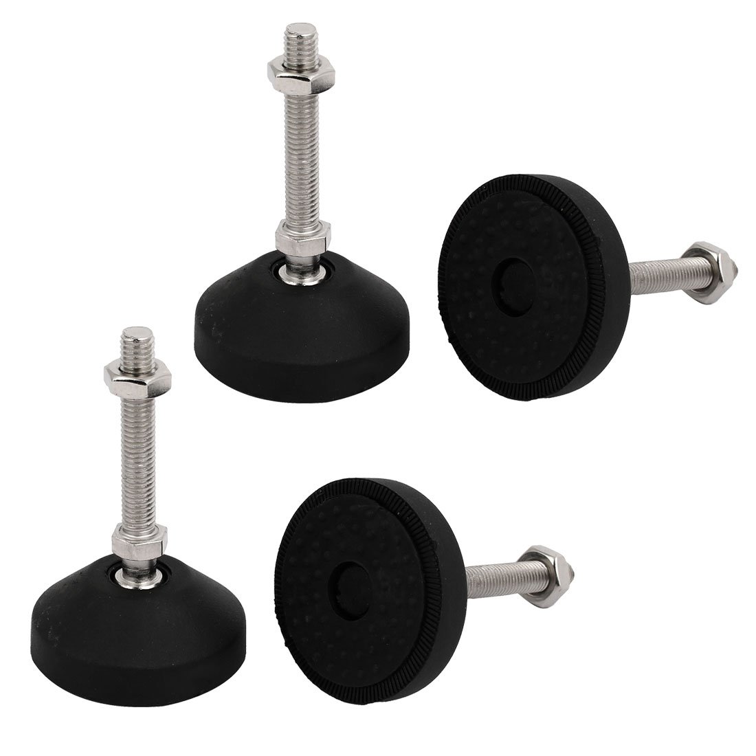 Adjustable M8 Furniture Chair Table Plastic Foot Pads with Hex Nut (4pcs) - Model F6511XIII-4150GK - Perfect for Office, Home, and Outdoor Furniture Leveling