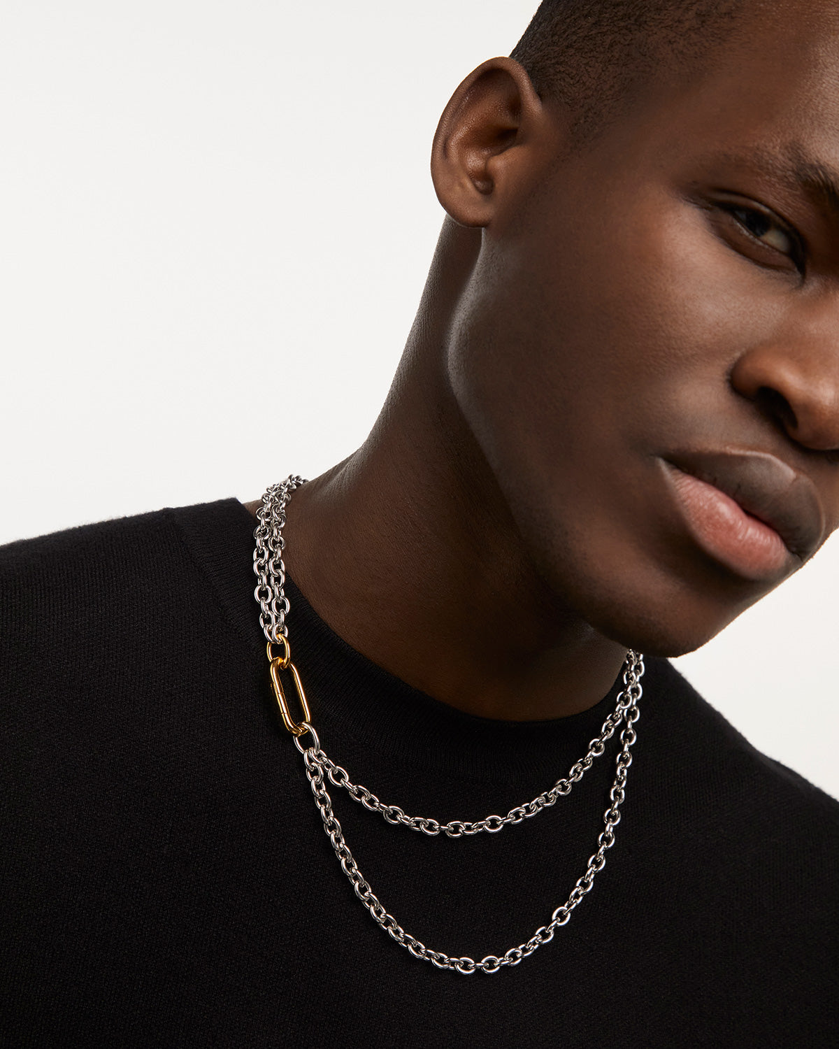 GRID 3 Double Beat Chain Necklace for Women - Trendy Layered Gold & Silver Necklace Jewelry - Perfect for Date Night, Party & Everyday Wear