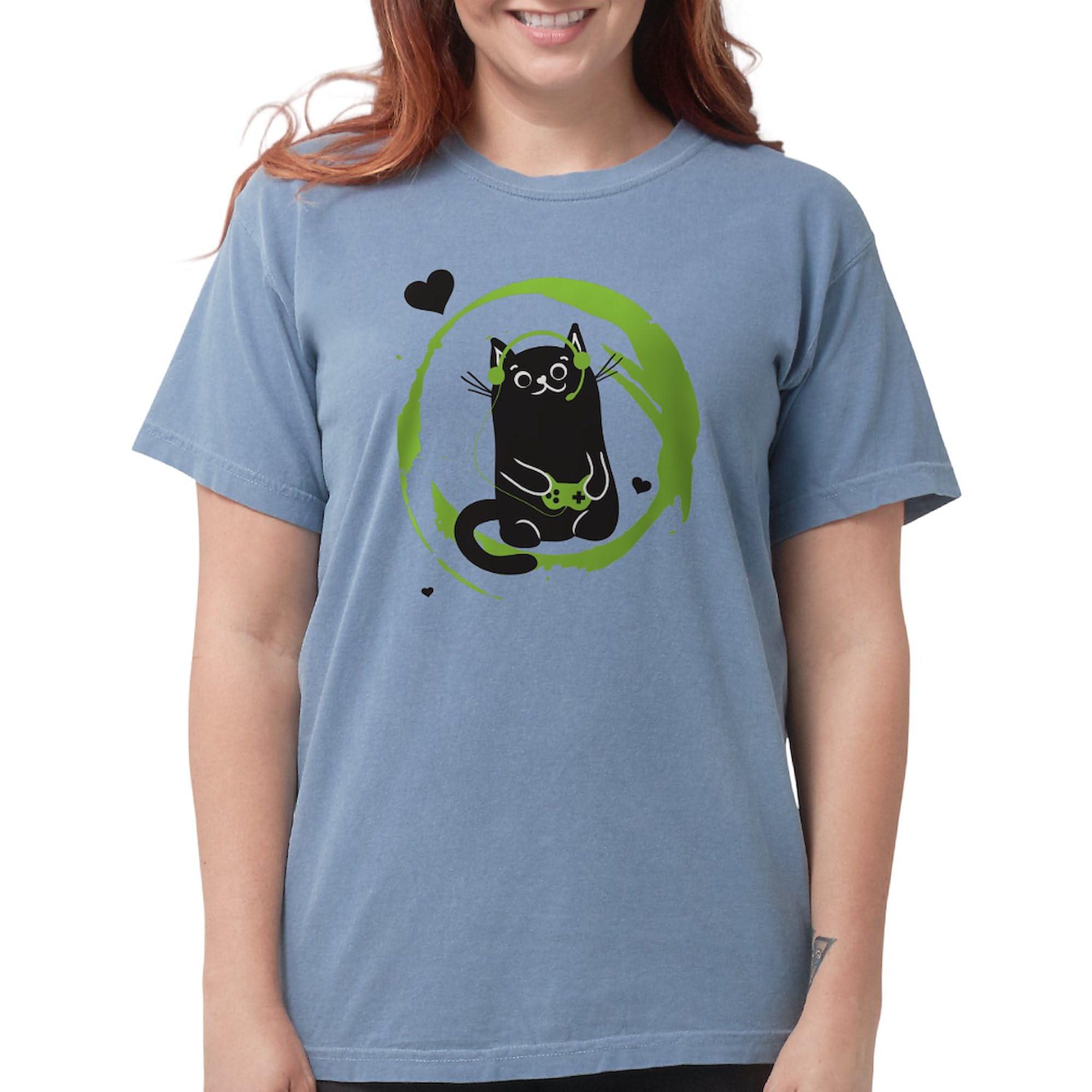 Gamer Cat T-Shirt for Women - Comfort Colors Soft Cotton Tee - Perfect for Gaming, Casual Wear & Cat Lovers