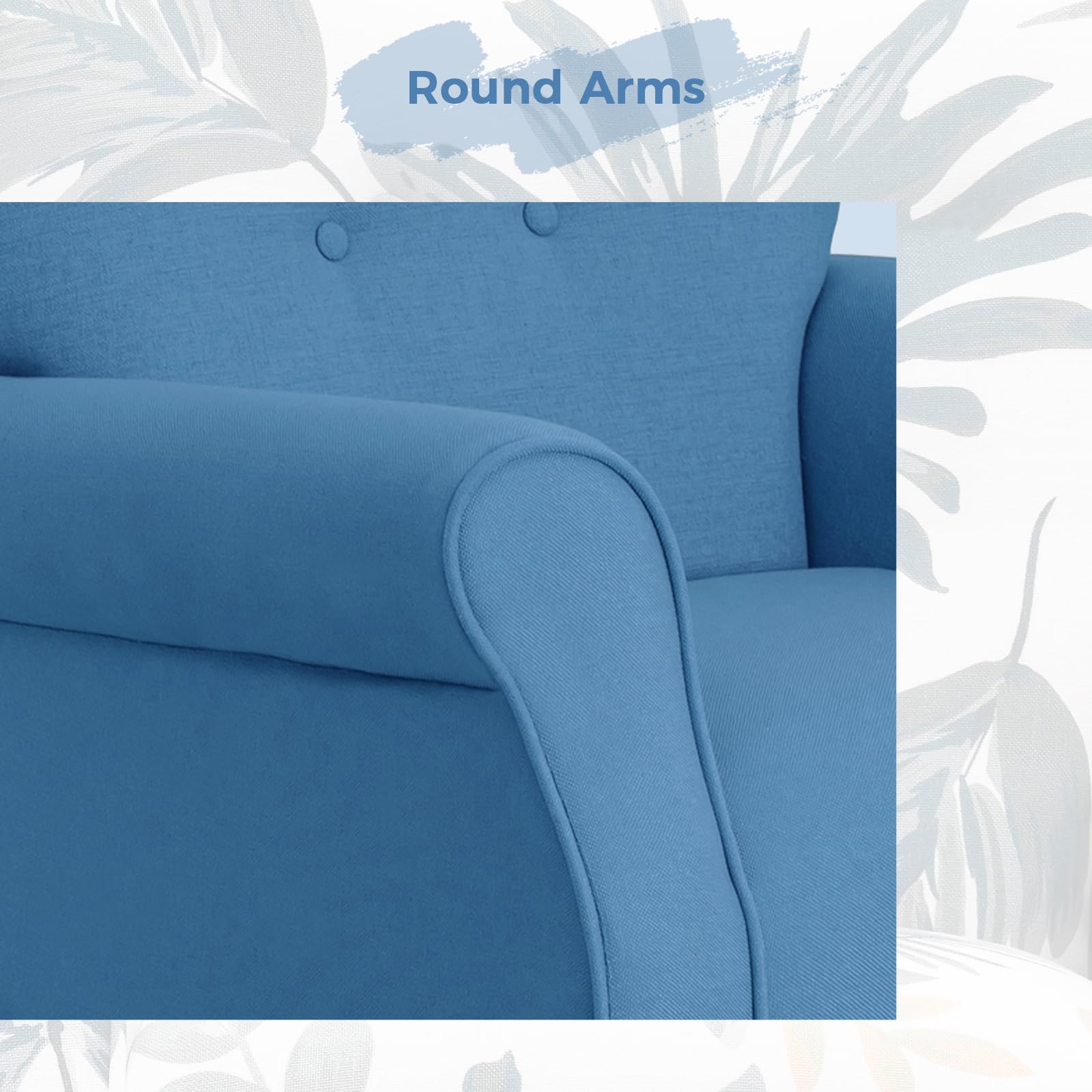 MELLCOM Mid Century Modern Wingback Arm Chair - Upholstered Fabric High Back Accent Chair with Wooden Legs, Single Sofa Club Chair for Living Room, Bedroom & Home Office - Blue | Perfect for Reading Nooks, Cozy Corners & Contemporary Decor