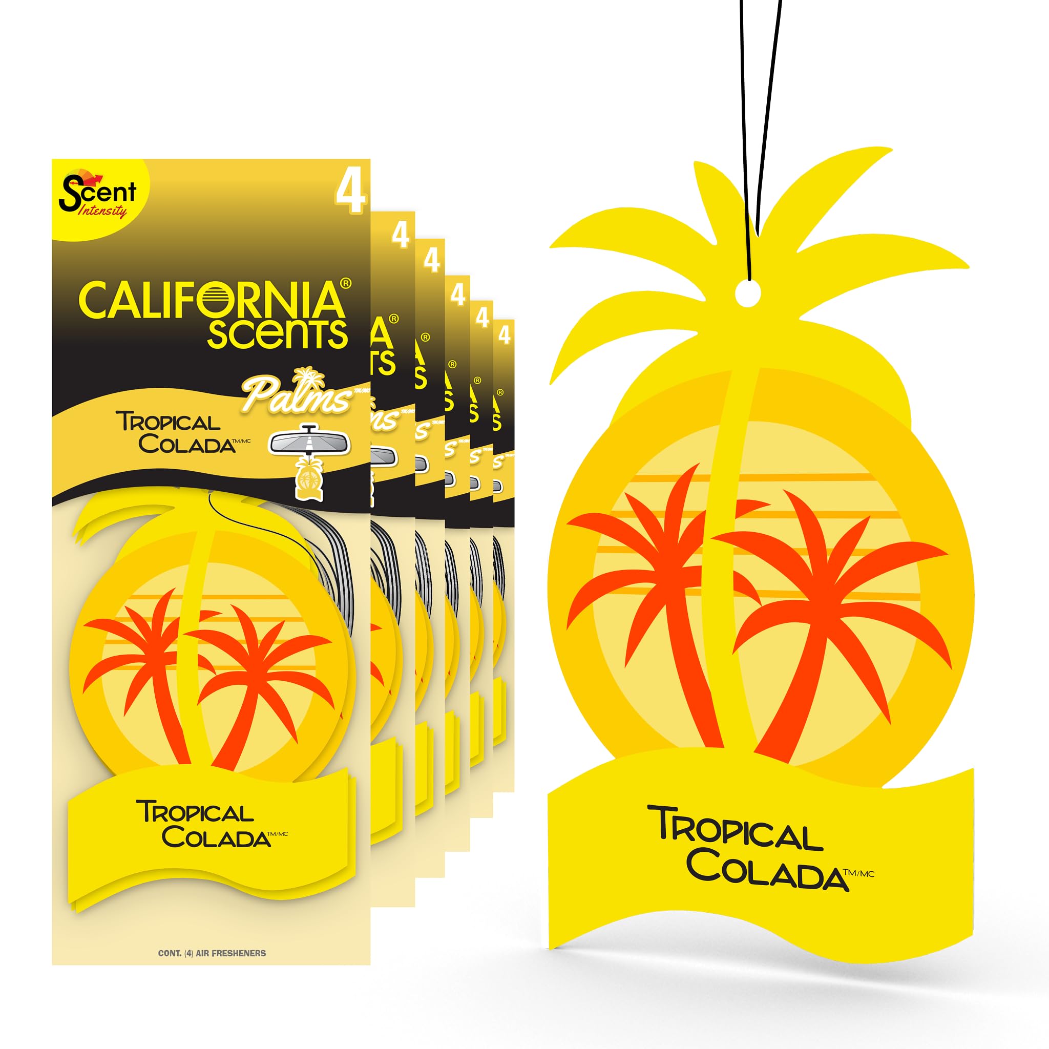 California Scents Palms Paper Air Freshener - Hanging Car Air Freshener & Odor Eliminator, Tropical Colada Scent (24 Pack) - Perfect for Cars, Offices & Home Use