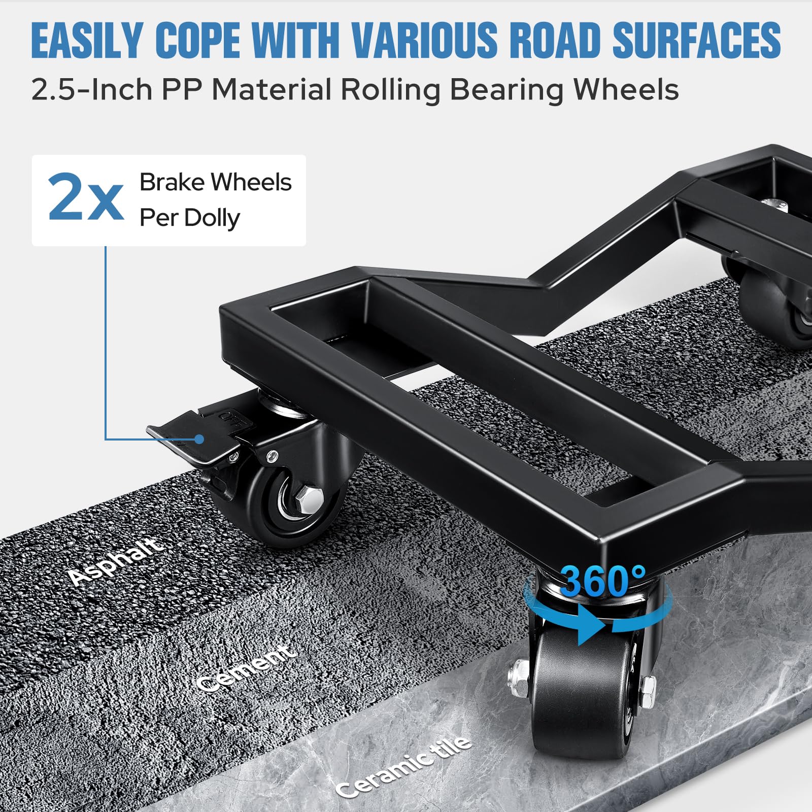 KEDSUM 4-Pack Heavy Duty Car Wheel Dolly Set - 6000 LBS Capacity, Double V-Shaped Design for Moving Cars, SUVs, Sports Cars & Motorcycles - Perfect for Garage Storage, Auto Repair Shops & Vehicle Relocation