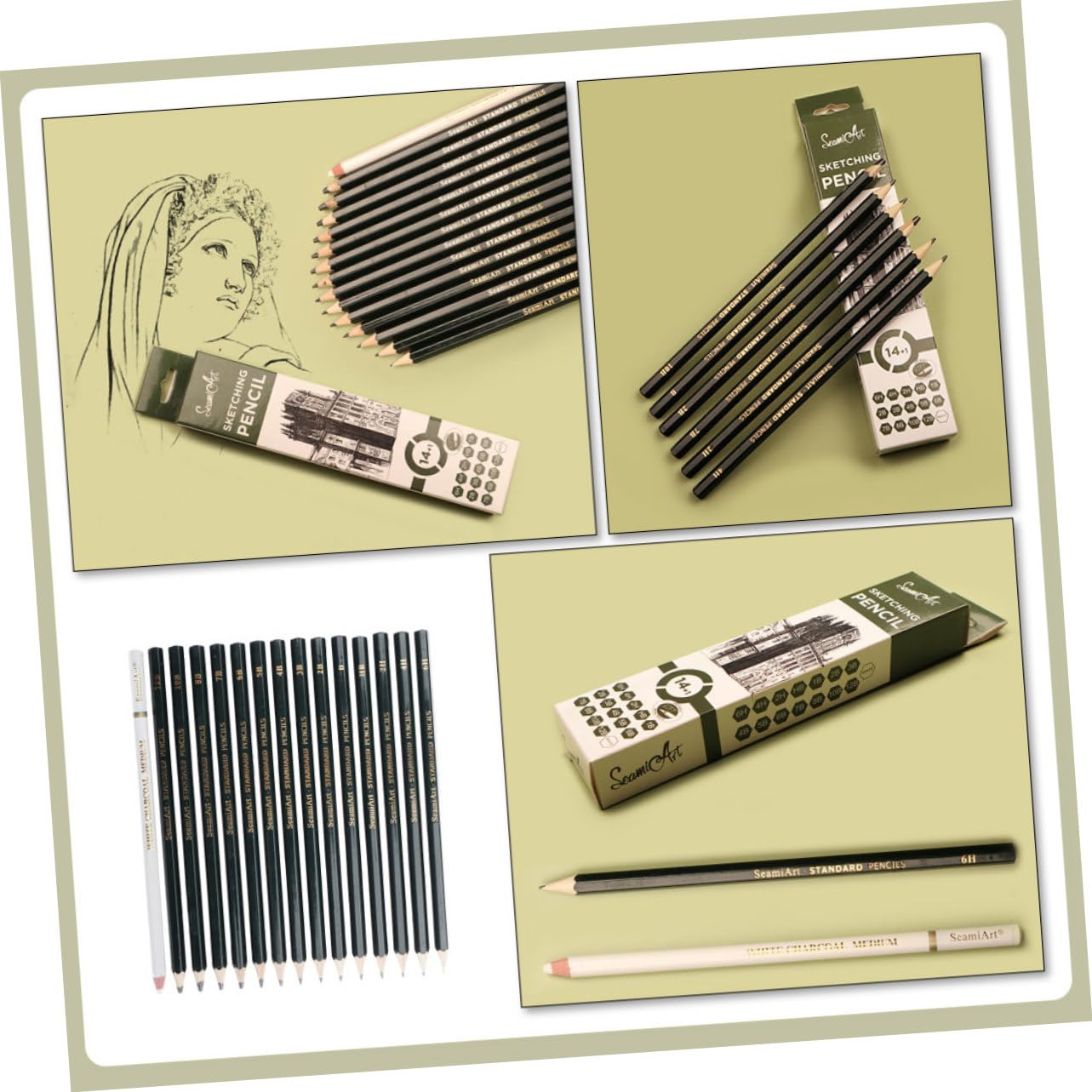 Anneome 15-Piece Sketch Pencil Set - Professional Graphite Drawing Pencils for Artists & Kids - Wooden Art Pencils for Sketching, Shading & DIY Projects - Perfect for Classroom, Home & Studio Use