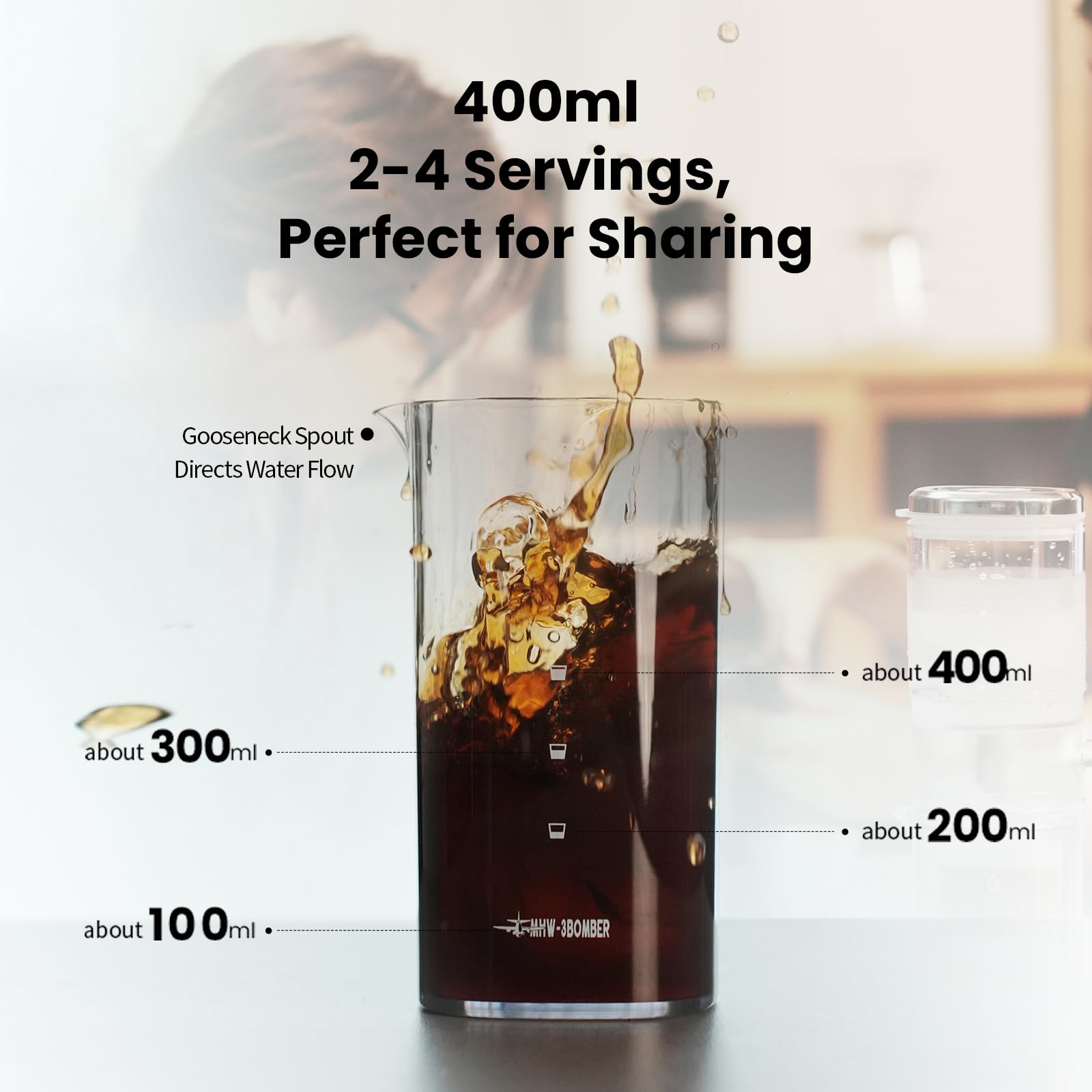 Premium MHW-3BOMBER Cold Brew Coffee Maker - Glass Pitcher with Precision Drip System for Smooth Iced Coffee | Perfect for Home, Office & Outdoor Use | Model ID6135-OS