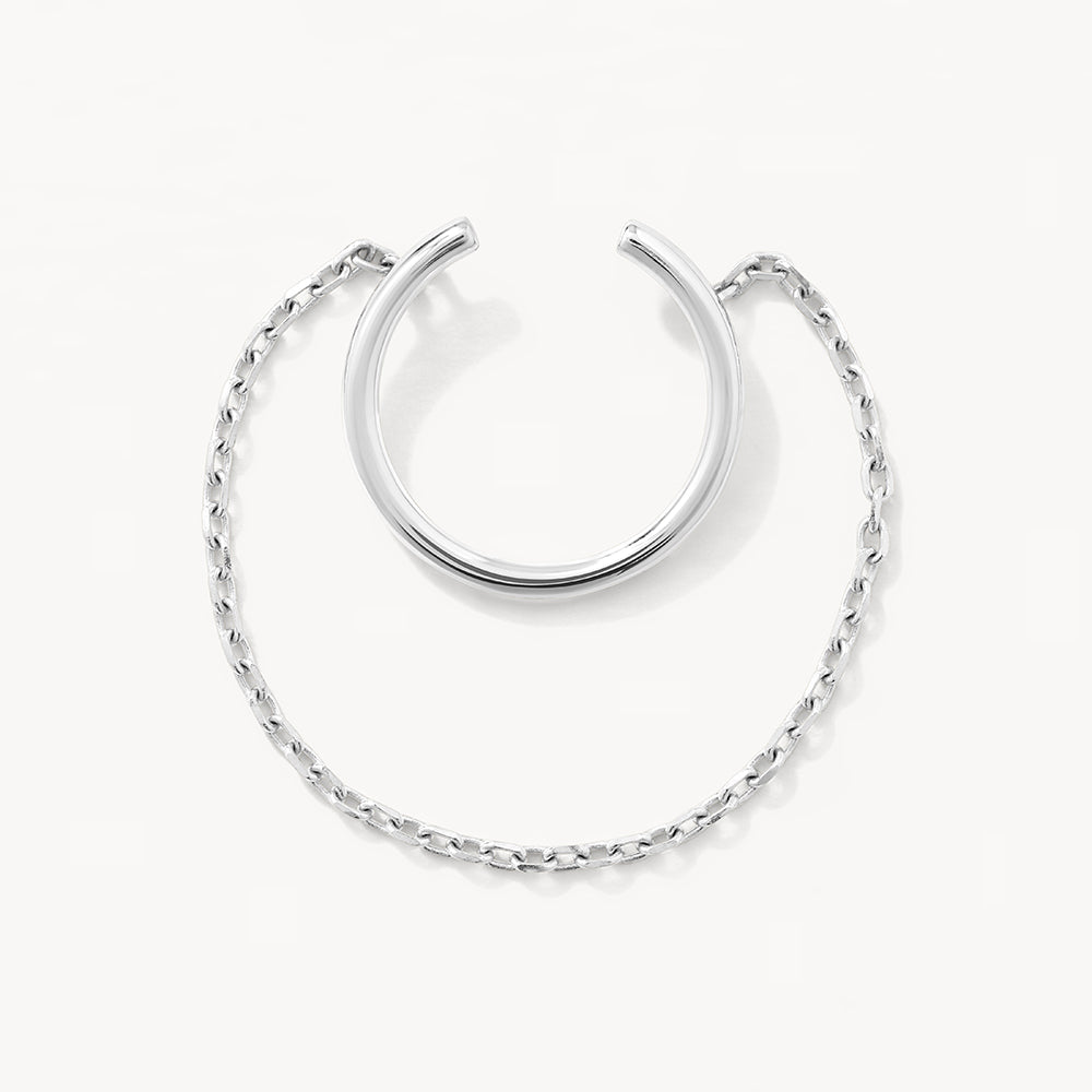 Silver Drop Chain Single Ear Cuff - Trendy Boho Ear Jewelry for Women - Perfect for Parties, Weddings & Everyday Wear
