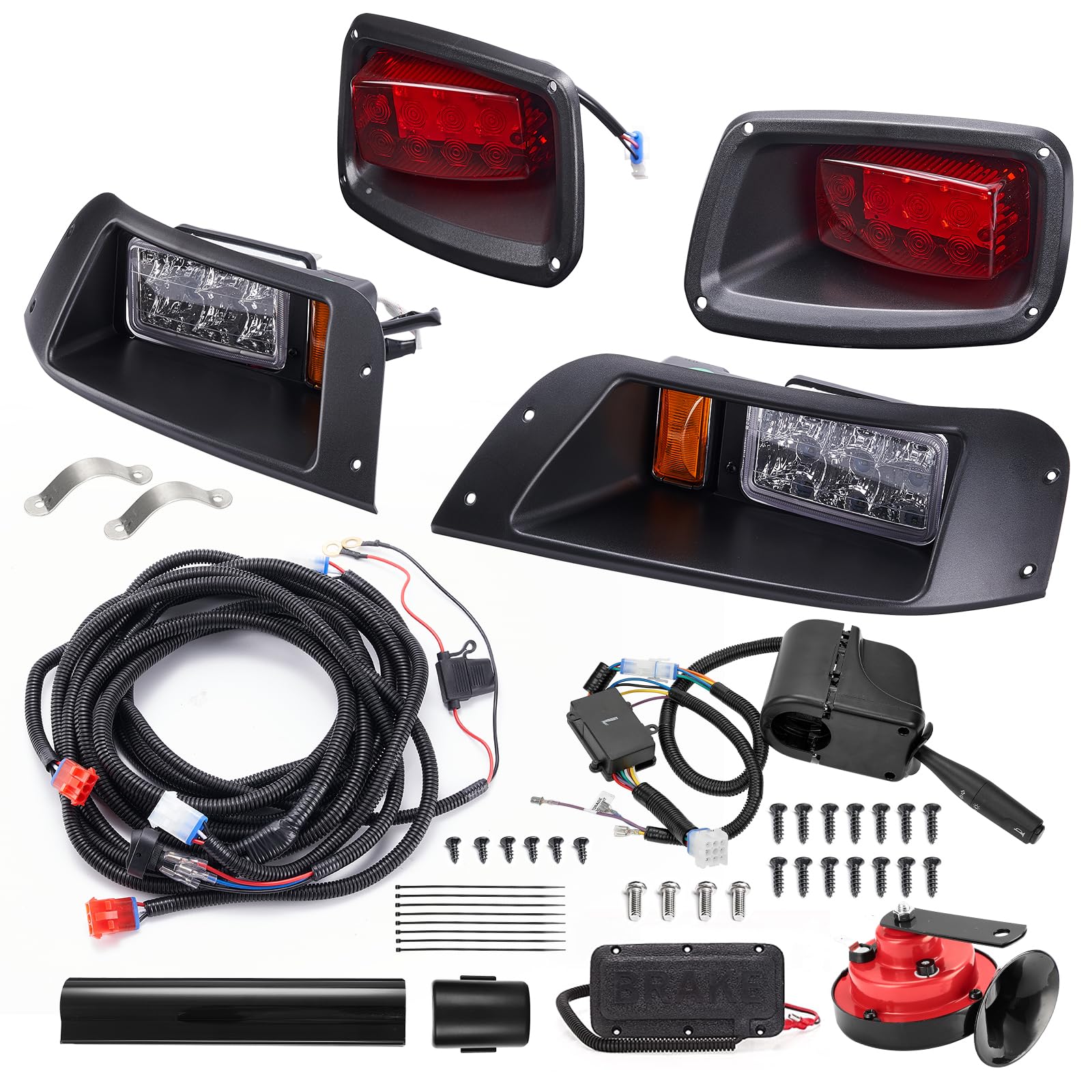 WonVon LED Upgrade Golf Cart Light Kit - Compatible with EZGO TXT 1996-2013 Gas & Electric Carts - 12V Street Legal LED Headlights, Taillights, Turn Signals & Brake Lights - Perfect for Night Driving & Golf Course Safety