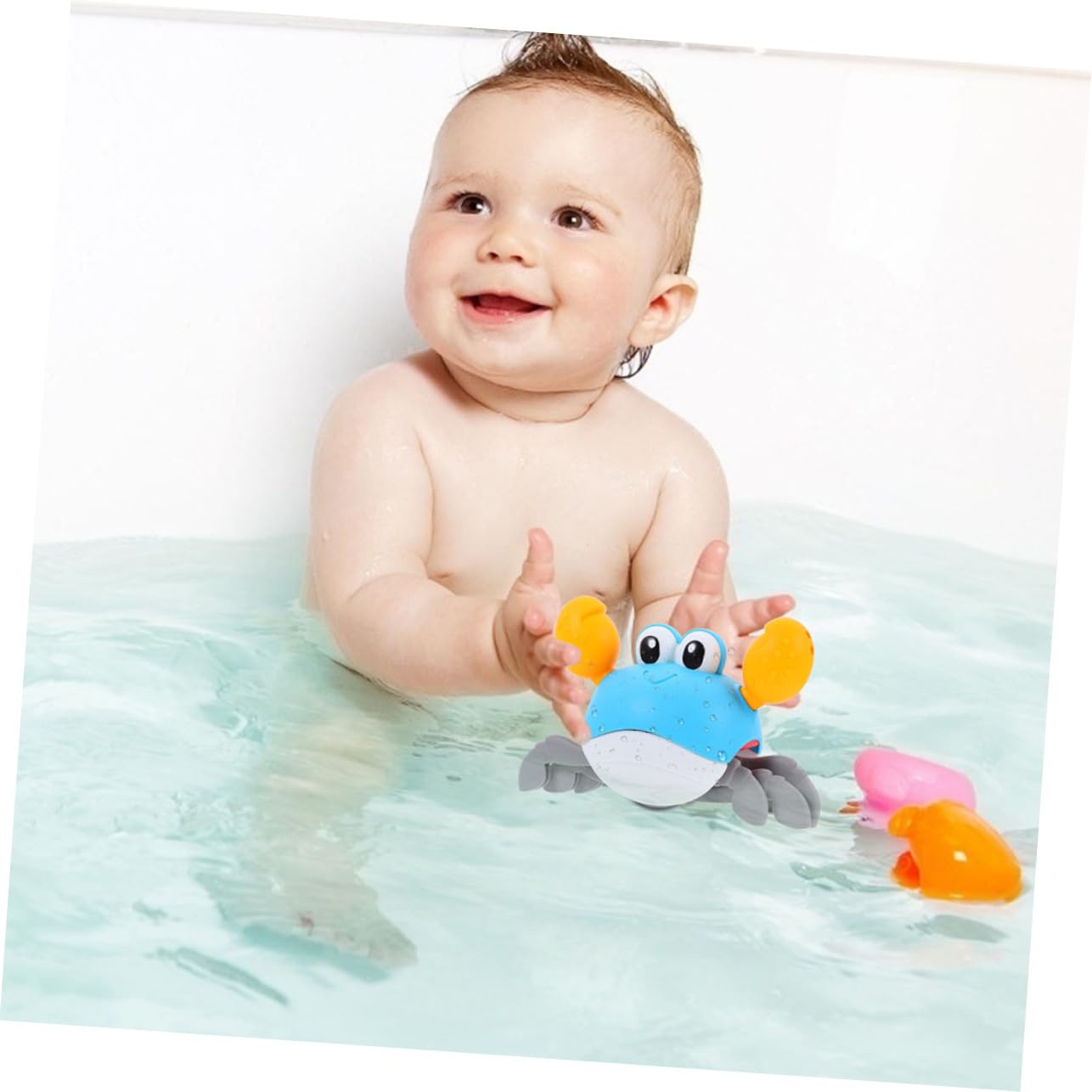 2-Pack Wind-Up Crab Bath Toys for Kids - Fun Swimming & Floating Shower Toys for Bathtub, Pool & Beach Playtime - Durable Plastic Bath Time Fun for Toddlers & Babies