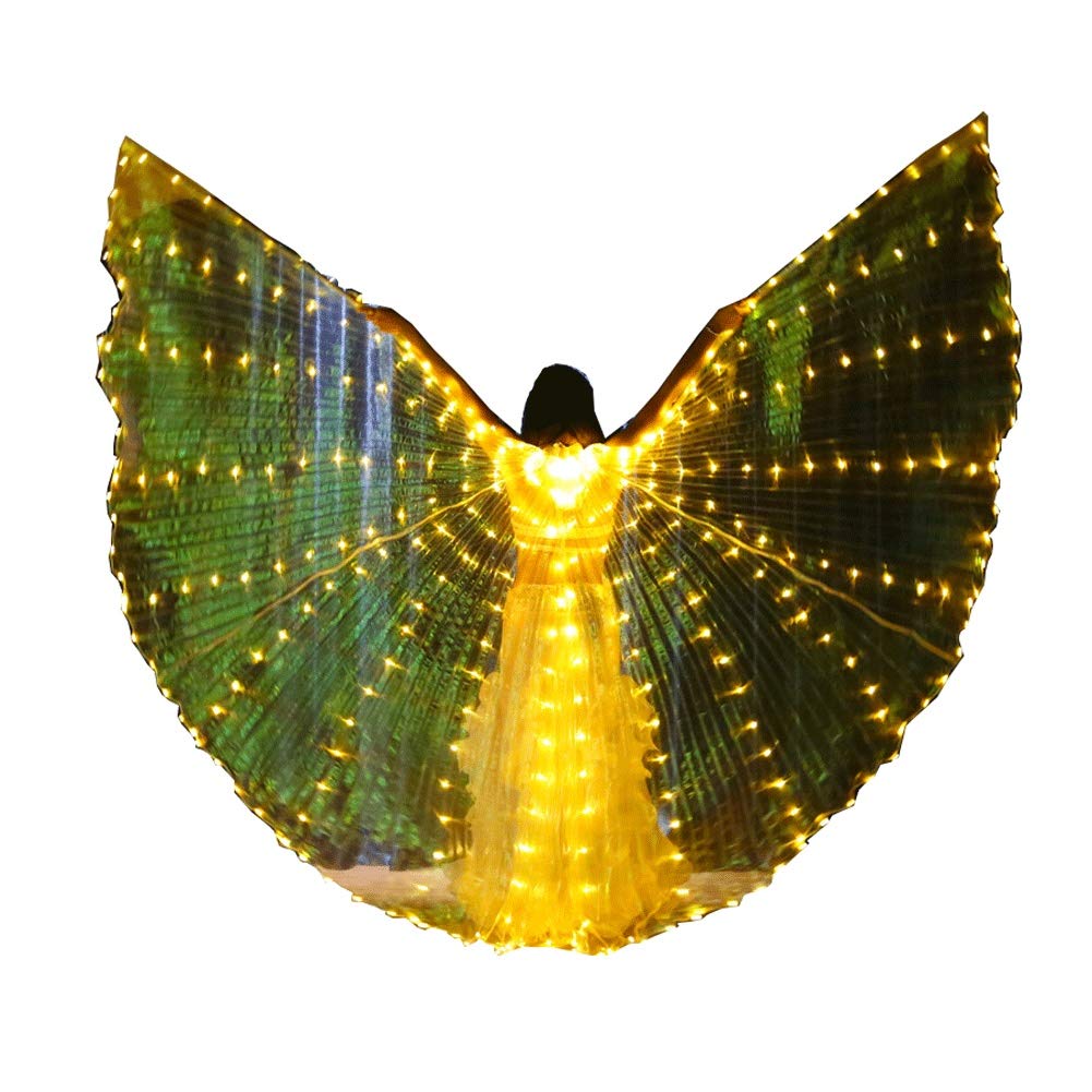FHxr LED Belly Dance Wings - Glow Angel Isis Wings with Telescopic Sticks & Flexible Rods for Adults & Kids | Perfect for Stage Performances, Dance Shows, and Costume Parties