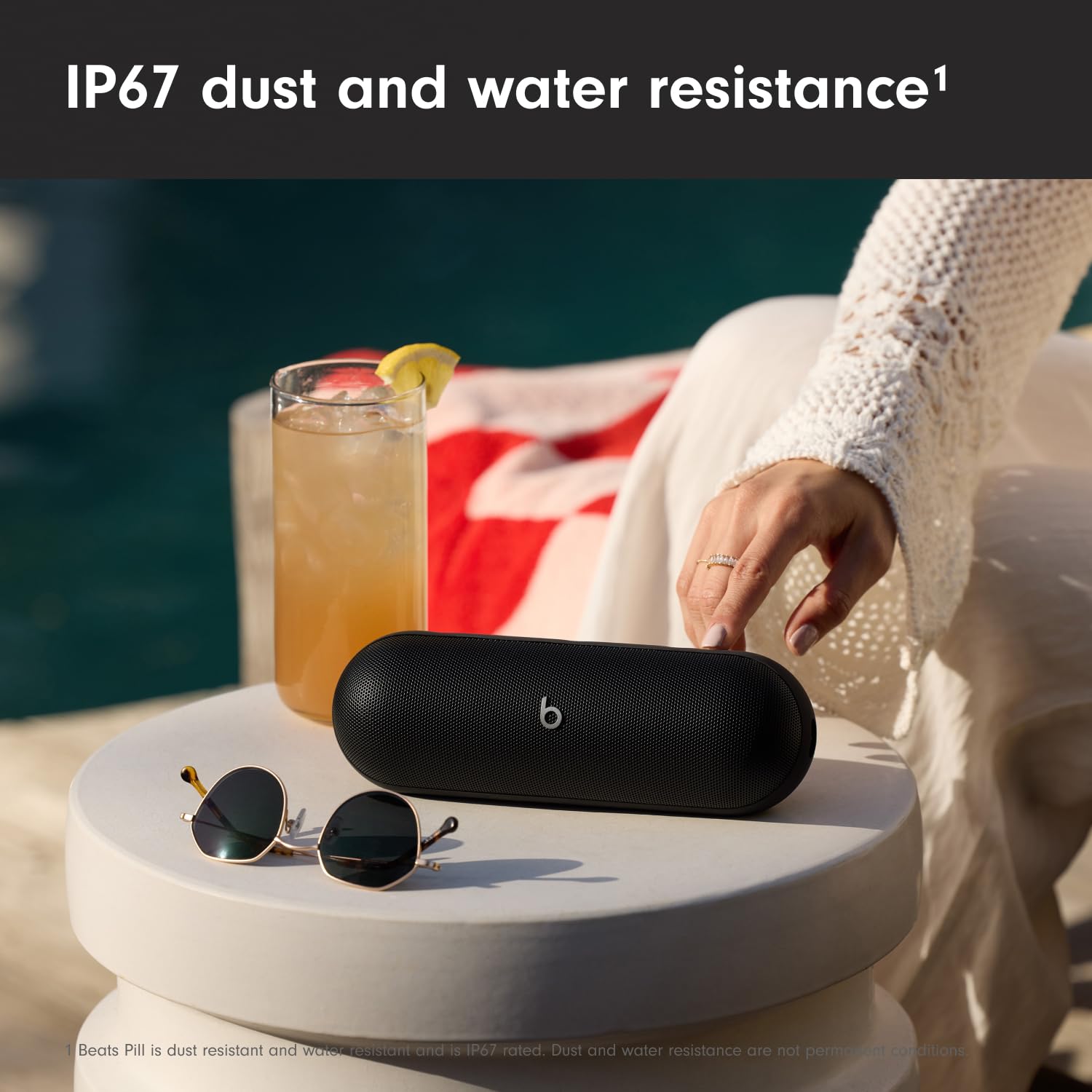 Beats Pill+ Wireless Bluetooth Speaker with 24-Hour Battery Life | IP67 Waterproof & Dustproof | USB-C Portable Charger | Built-in Mic | Compatible with Apple & Android Devices | Matte Black | Perfect for Outdoor Adventures, Pool Parties & Travel
