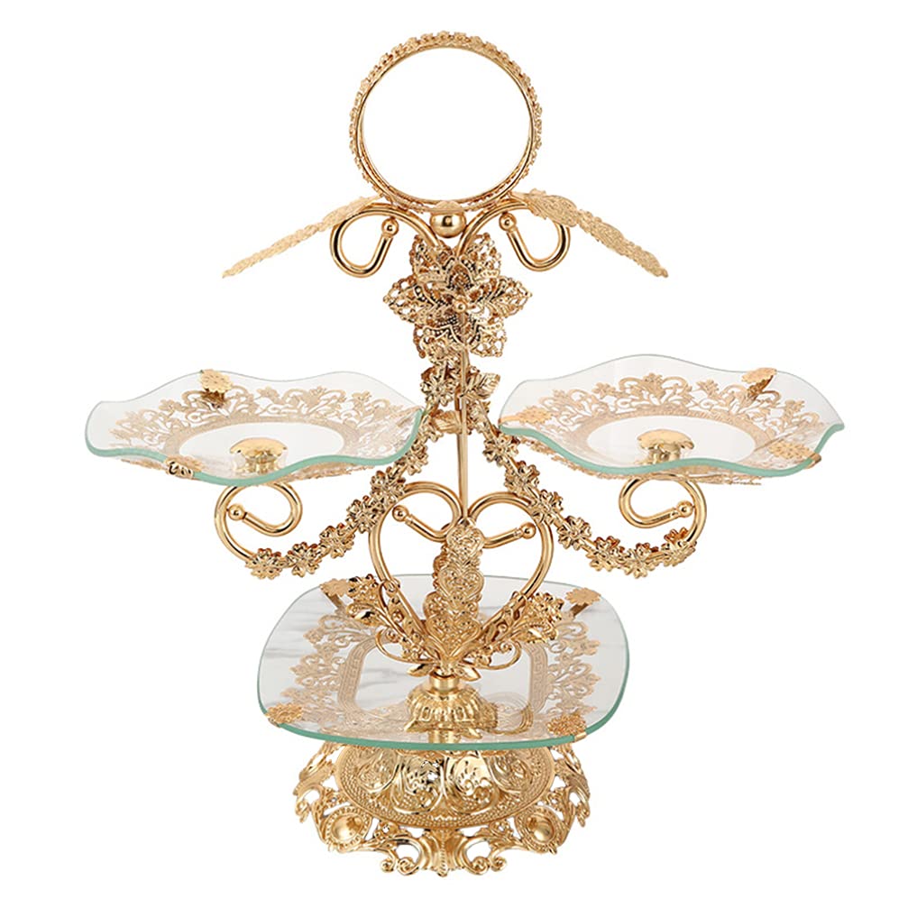 European Style Glass Cupcake Stand - 3-Tier Dessert Serving Tray for Wedding, Birthday Party, Baby Shower | Elegant Cake Stand, Pastry Platter & Fruit Bowl Holder in Gold | Perfect for Buffets, Tea Parties & Special Events