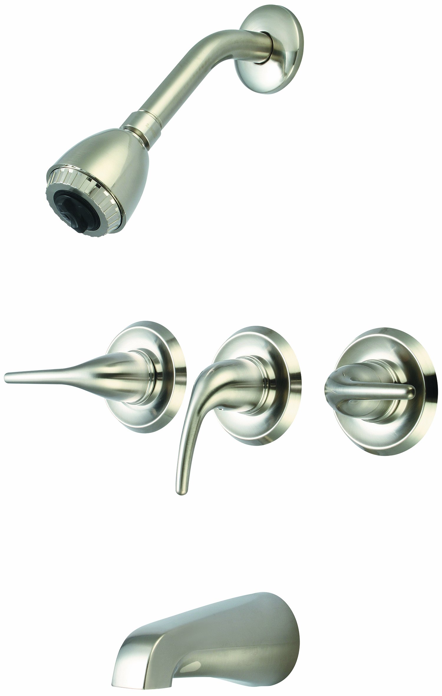 Olympia Faucets P-3250-BN 3-Handle Tub and Shower Set in Brushed Nickel PVD Finish - Perfect for Bathroom Renovation and Modern Home Upgrade