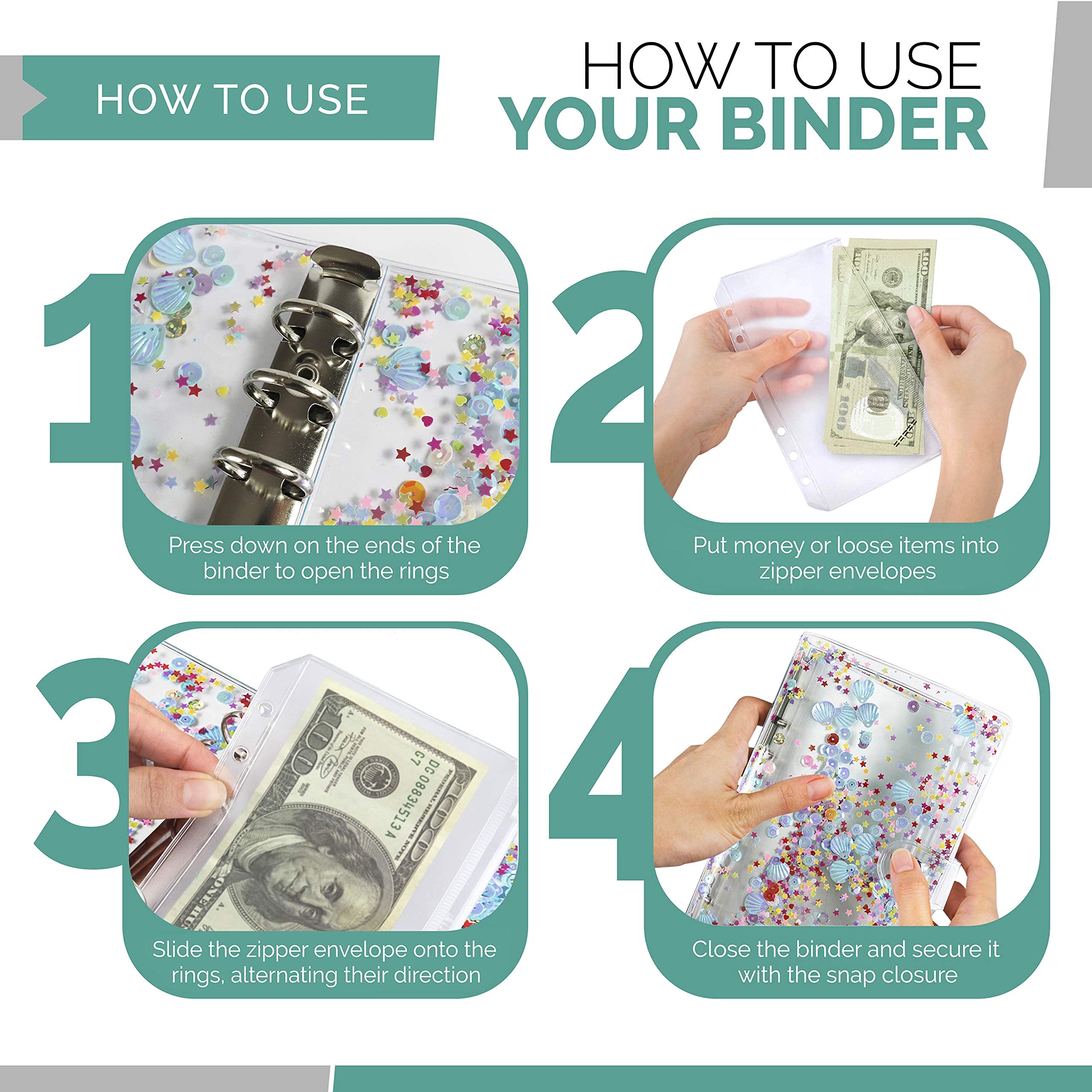 Sea Shell Money Organizer for Budgeting - Cash Budget Binder with Envelopes, Personal Finance Organizer for Saving & Expense Tracking | Perfect for Cash Envelope System, Home Budgeting & Financial Planning