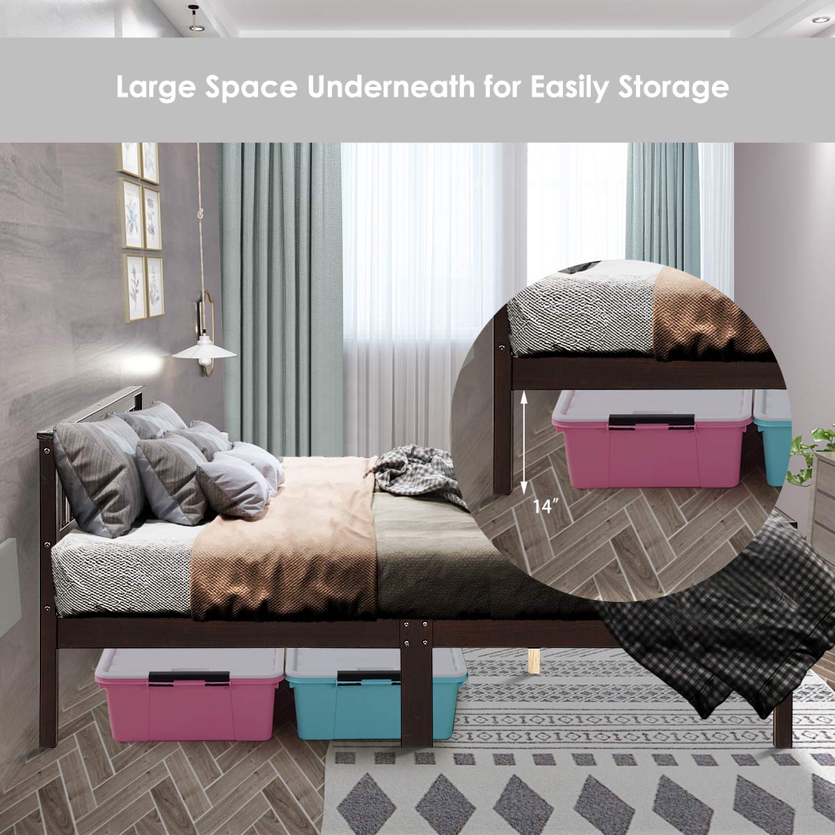 Giantex Solid Wood Queen Platform Bed Frame with Headboard & Footboard - Heavy Duty Wood Slat Support, No Box Spring Needed, Espresso Finish - Perfect for Master Bedrooms, Guest Rooms & Modern Home Decor