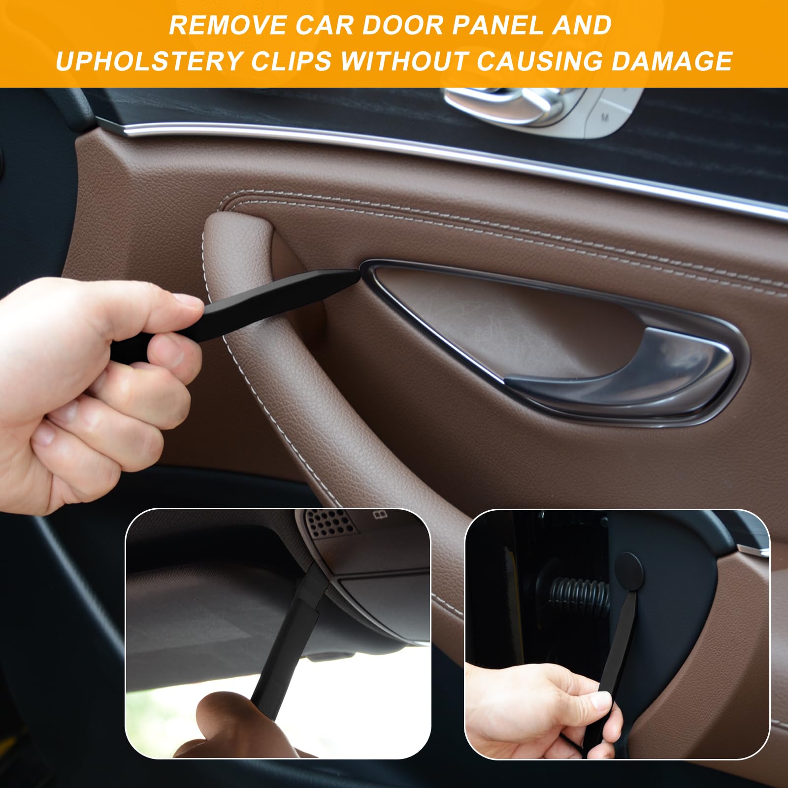 6PCS Auto Trim Removal Tool Kit - 4140 Pry Tool Metal Pry Bar Set for Door Panel & Dash Removal - Automotive Car Radio Audio Installer Kit (Black) - Perfect for Car Repair, DIY Projects & Professional Use