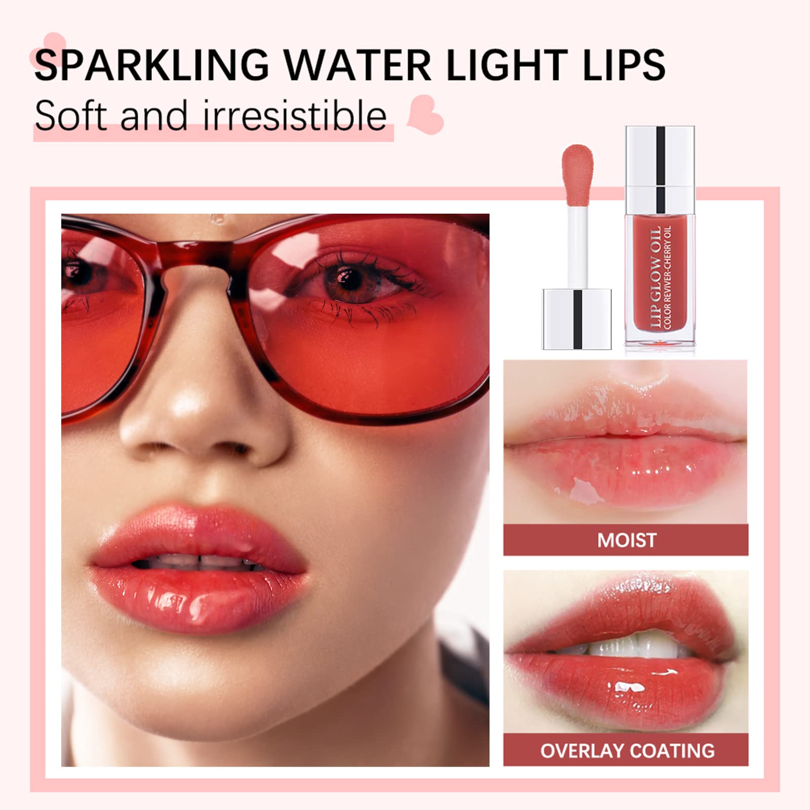 Prreal 2Pcs Hydrating Tinted Lip Oil - Plumping Lip Gloss with Vitamin E for Dry Lips, Non-Sticky Nourishing Lip Care, Glassy Shine Lip Balm & Tint (Color C) | Perfect for Daily Moisture, Night Care & Makeup Looks