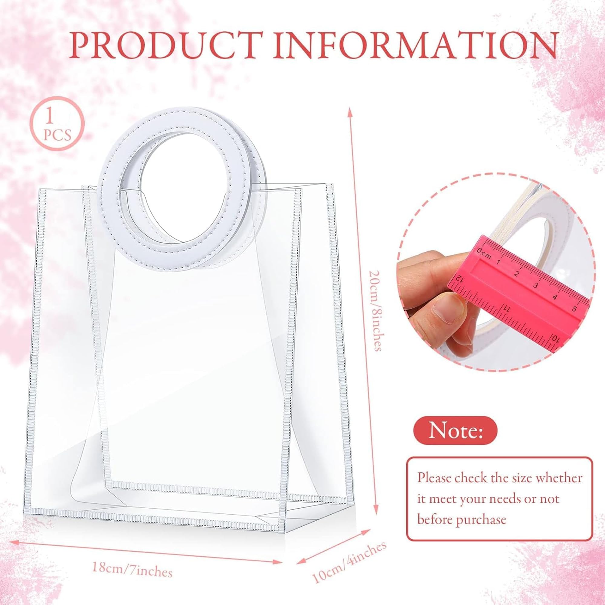 Clear PVC Gift Bags with Round Handles - Medium to Large Size (1-Count) | Perfect for Wedding, Baby Shower, Birthday Party & Retail Shopping | Durable Polyvinyl Chloride Gift Wrap Bags for Party Favors & Special Occasions