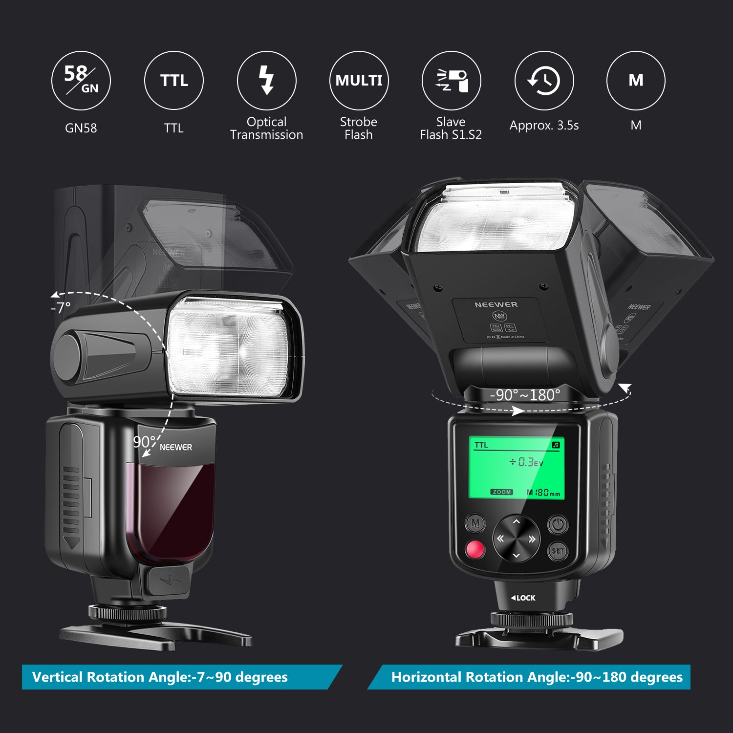 NEEWER NW670 TTL Speedlite Flash for Canon DSLR Cameras - Professional Photography Lighting for Portraits, Weddings & Events