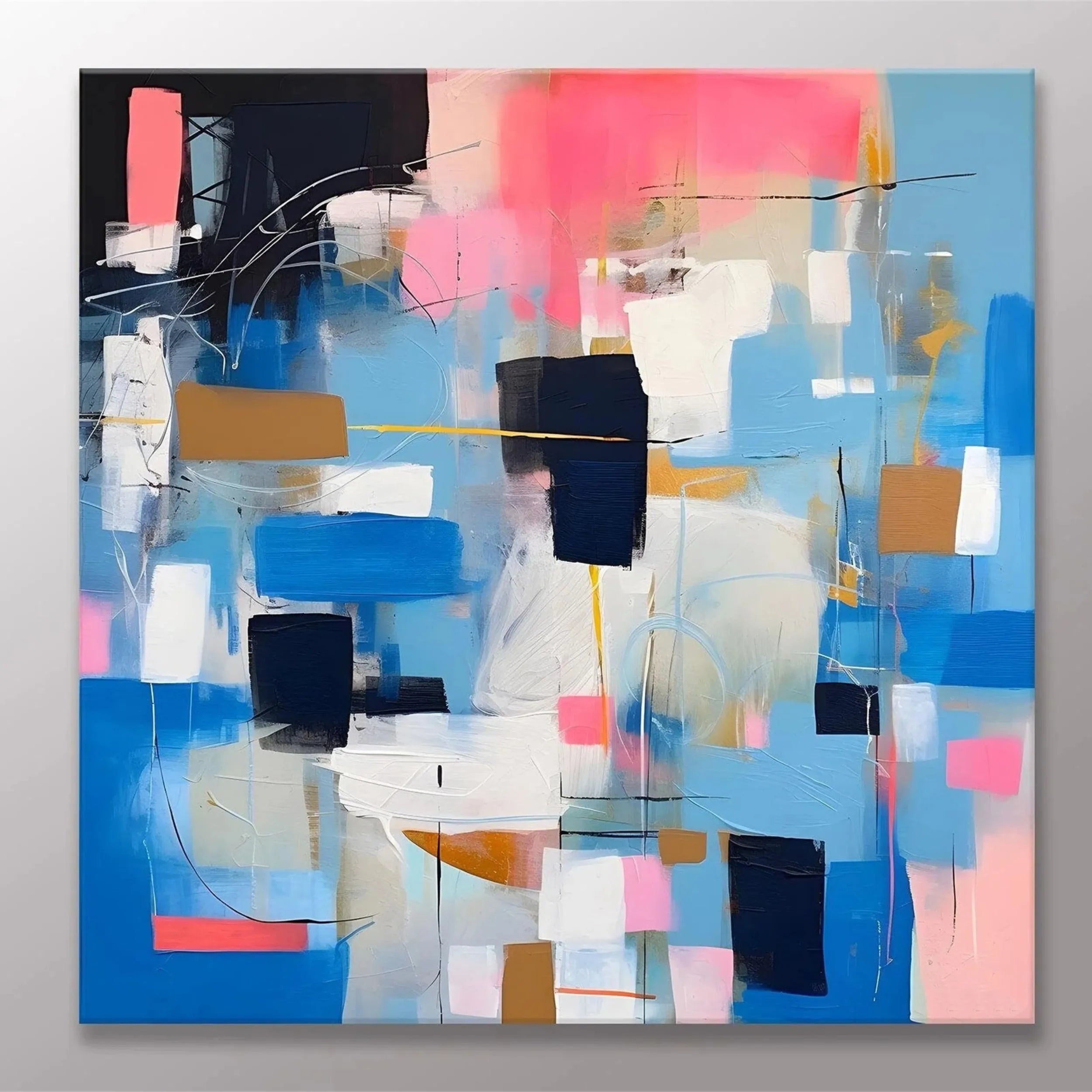 Blue & Green Abstract Wall Art Painting #BG073 - Modern Canvas Print for Living Room, Bedroom & Office Decor