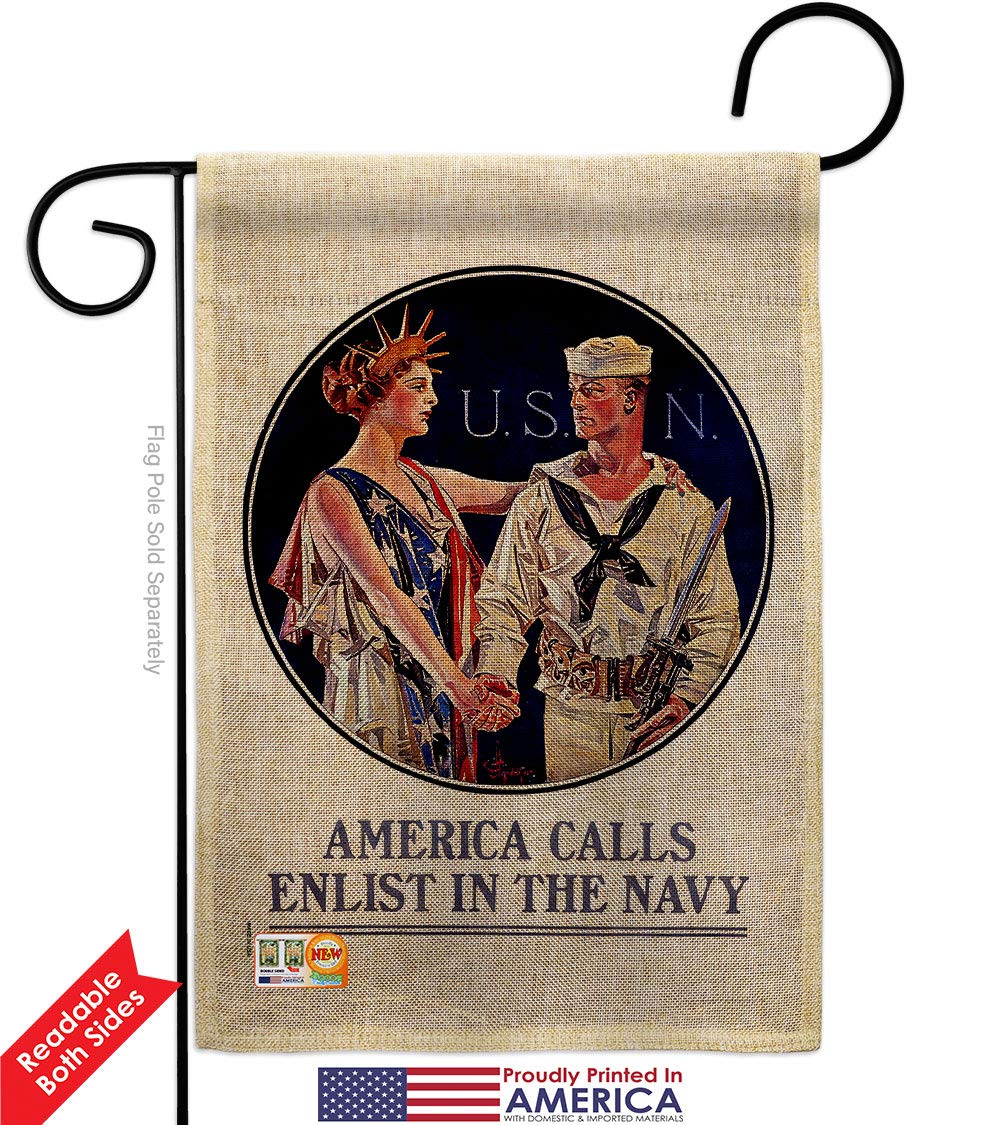 Double-Sided 28x40 Inch US Navy Seabee Burlap Garden House Flag Kit - Patriotic Military Veteran Yard Banner, Made in USA - Perfect for Memorial Day, Veterans Day & Military Home Decor