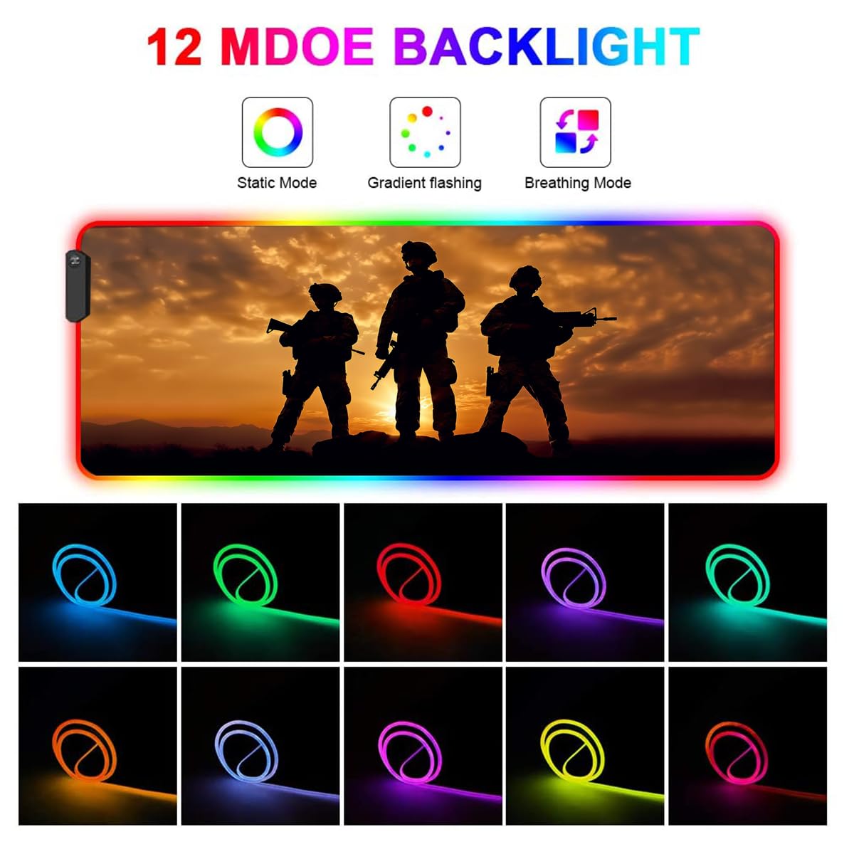 RGB Gaming Mouse Pad with LED Glow & Coffee Coaster - Large 31.5