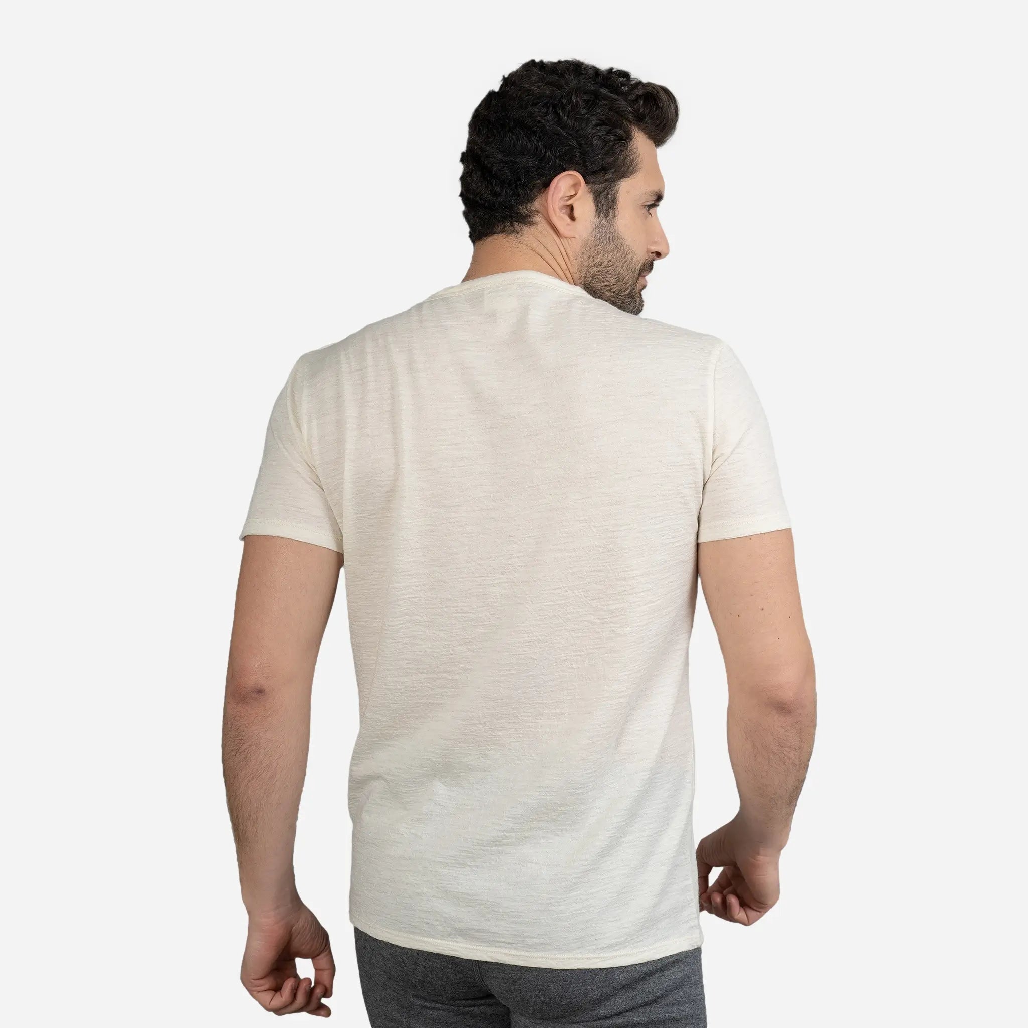 Ultralight Men's Alpaca Wool T-Shirt - 160 GSM Soft Crew Neck Tee for Outdoor Activities & Travel