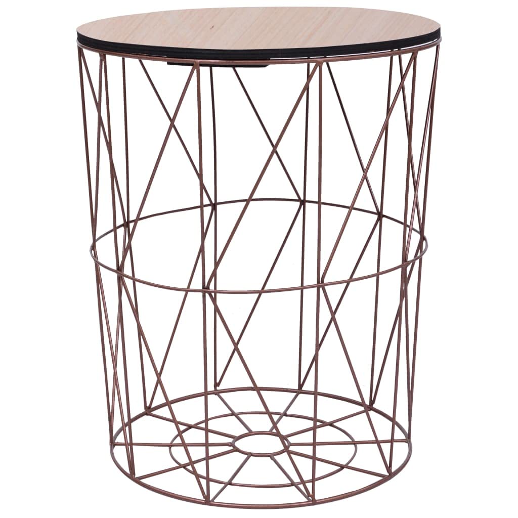 Modern Round Coffee Table with Copper Finish - 18.5 Inch Stylish Centerpiece for Living Room, Lounge & Office Decor