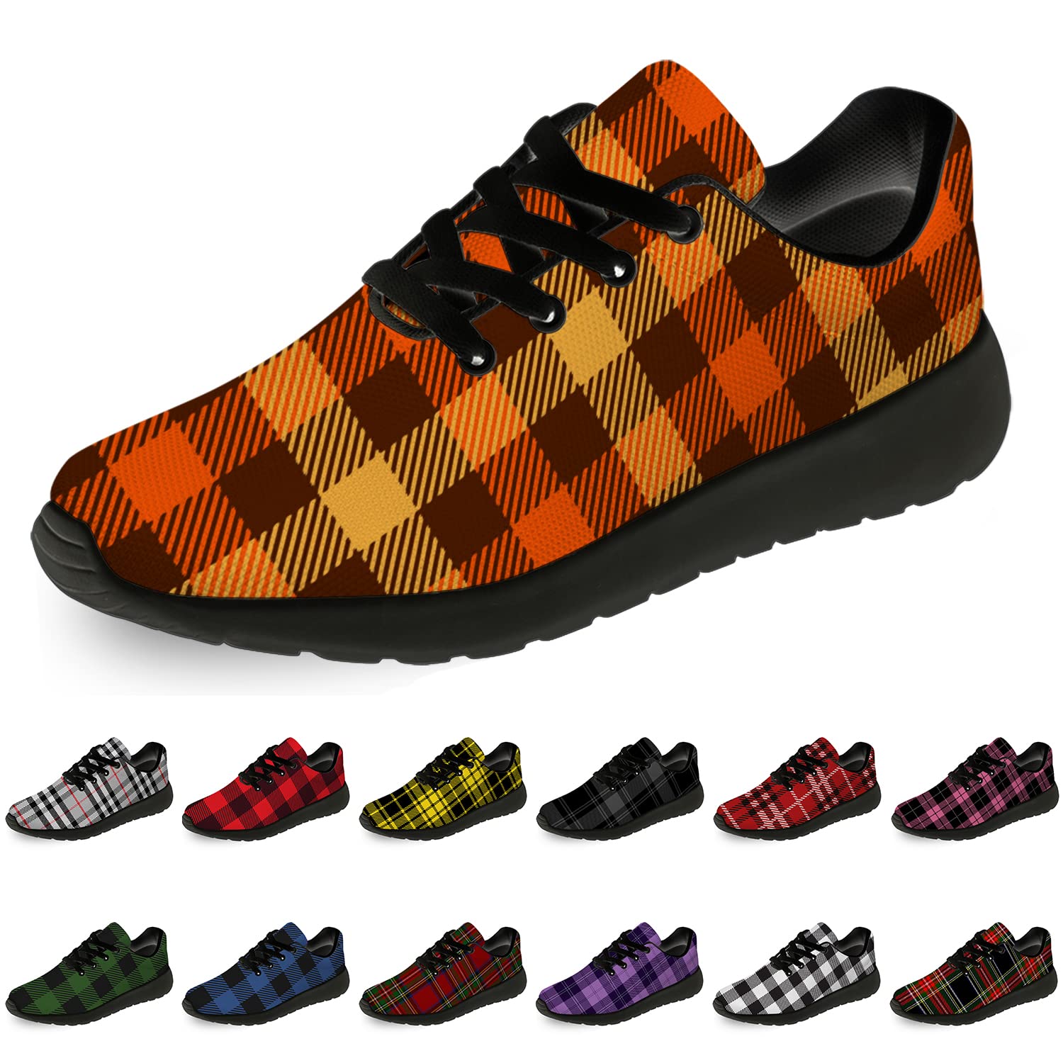 Horethy Plaid Running Shoes for Women & Men - Lightweight Walking Tennis Sneakers for Jogging, Gym & Casual Wear - Perfect Gift for Athletes & Fitness Enthusiasts
