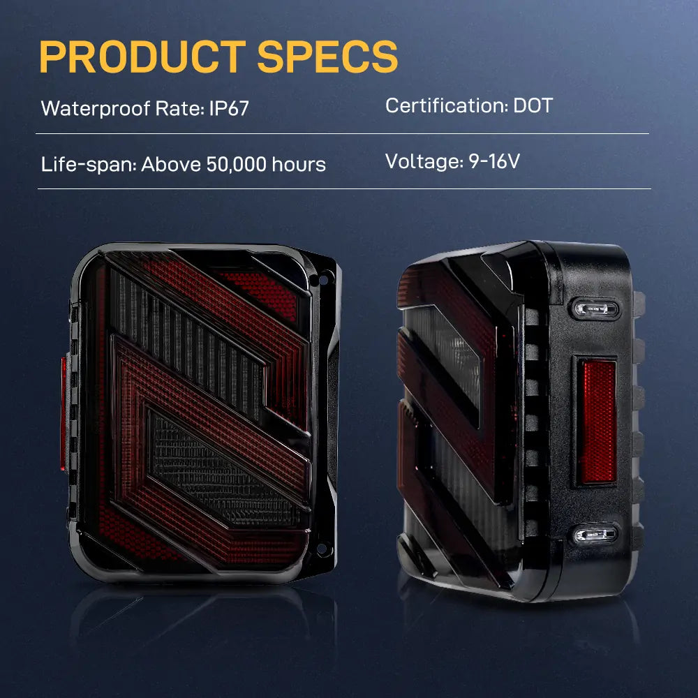 Jeep Wrangler JK LED Tail Lights - Smoked Lens LOYO S Series for Off-Road & Night Driving Safety