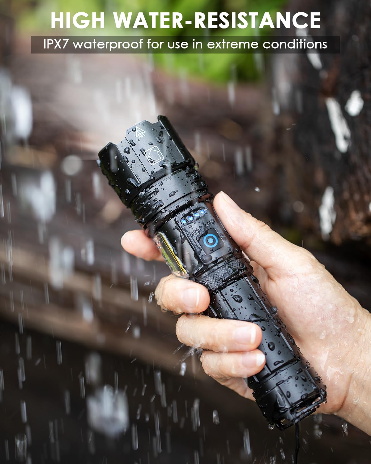 Rechargeable High Lumens Flashlight - 990000 Lumens Ultra Bright LED Flashlight with 15 Hours Runtime, IPX7 Waterproof, 7 Modes for Camping, Hiking, Emergency & Home Use