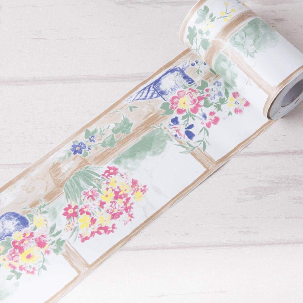 Peel and Stick Wallpaper Borders - Self-Adhesive Window Trim & Mirror Frame Kit - Cartoon Flower Design (10.6 x 1000cm) - Perfect for Kids' Rooms, Nursery Decor & DIY Home Projects