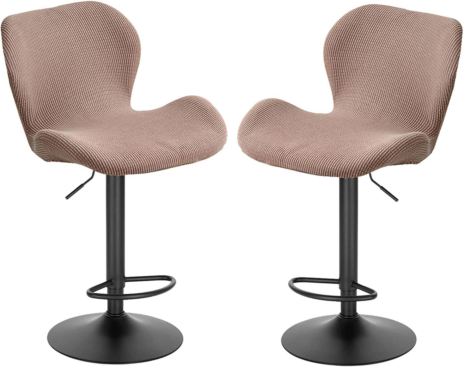 Modern Stretch Slipcovers for Bar Stools & Kitchen Swivel Chairs - 2-Piece Set with Backrest (Color D) - Perfect for Breakfast Bars, Counter Seating & Dining Areas