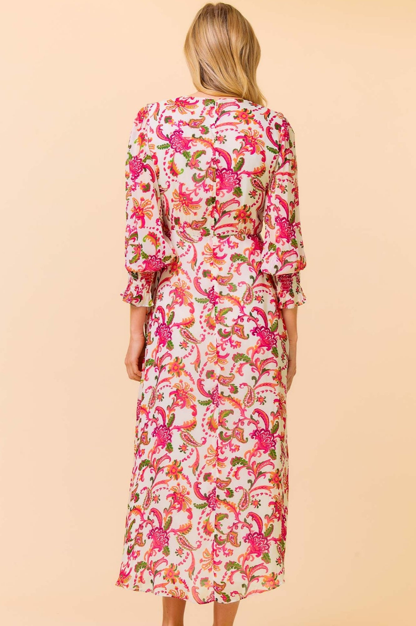 Long Sleeve Sally Anne Dress | Paisley Floral Print Women's Fashion Dress for Casual Wear, Office & Special Occasions