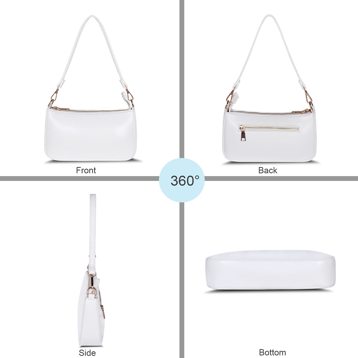 NIUEIMEE ZHOU Women's Retro Vegan Leather Shoulder Bag - Classic Clutch Tote Purse with Zipper Closure | Perfect for Work, Travel & Evening Events