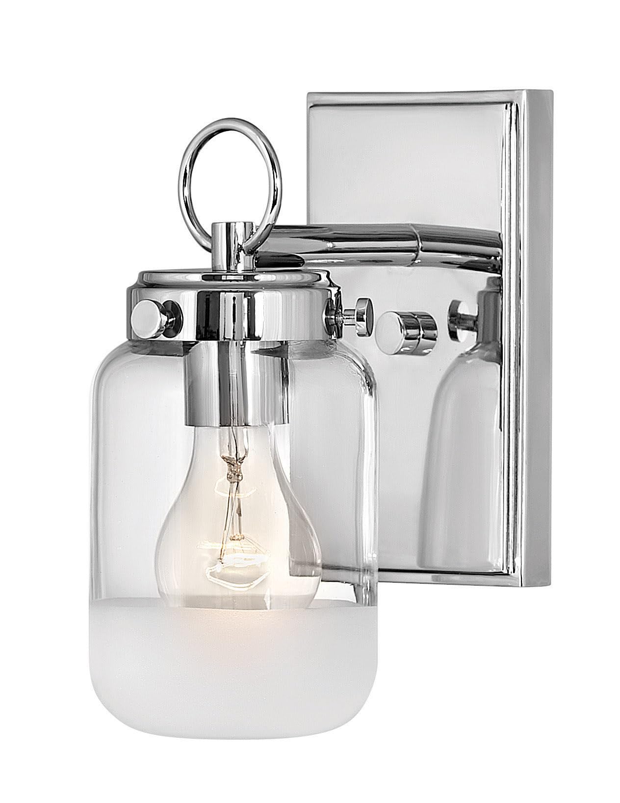 Hinkley Penley Collection One Light Bathroom Vanity Fixture with Clear/Etched Glass in Polished Nickel - Elegant Lighting for Modern Bathrooms & Powder Rooms