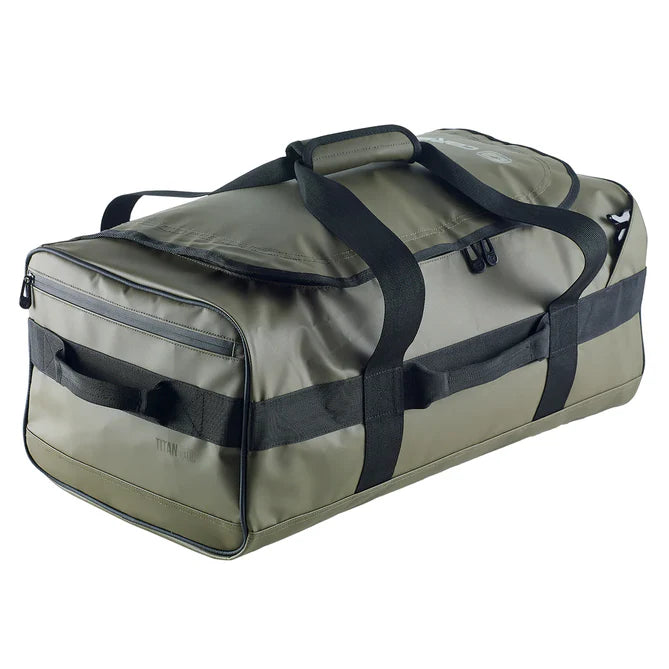 Caribee Vagabond 50L Duffle Backpack - Olive Green Travel Duffel Bag for Camping, Hiking & Gym | Water-Resistant & Durable