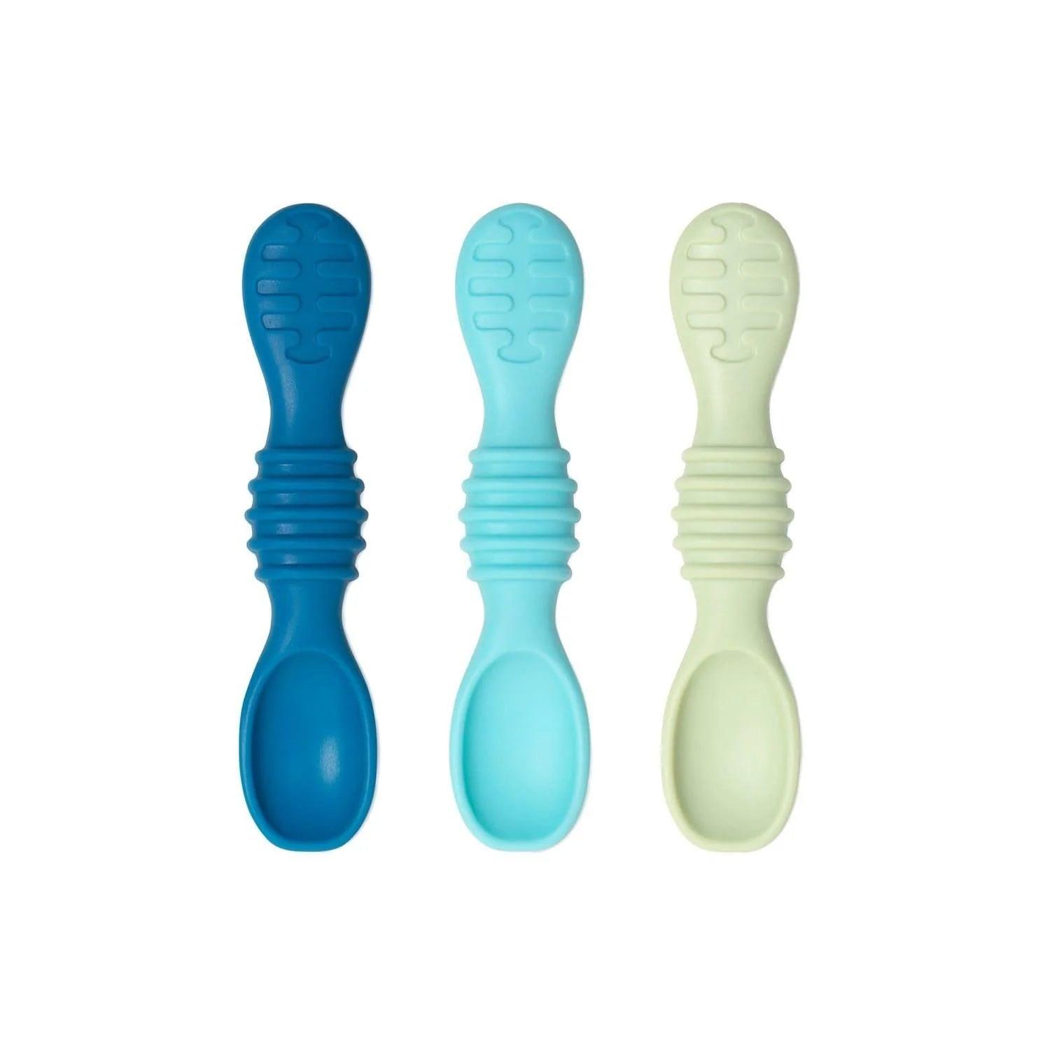Bumkins Silicone Dipping Spoons Set of 3 - BPA-Free Baby Feeding Utensils for Purees, Yogurt & Snacks - Dishwasher Safe Toddler Spoon for Easy Cleaning