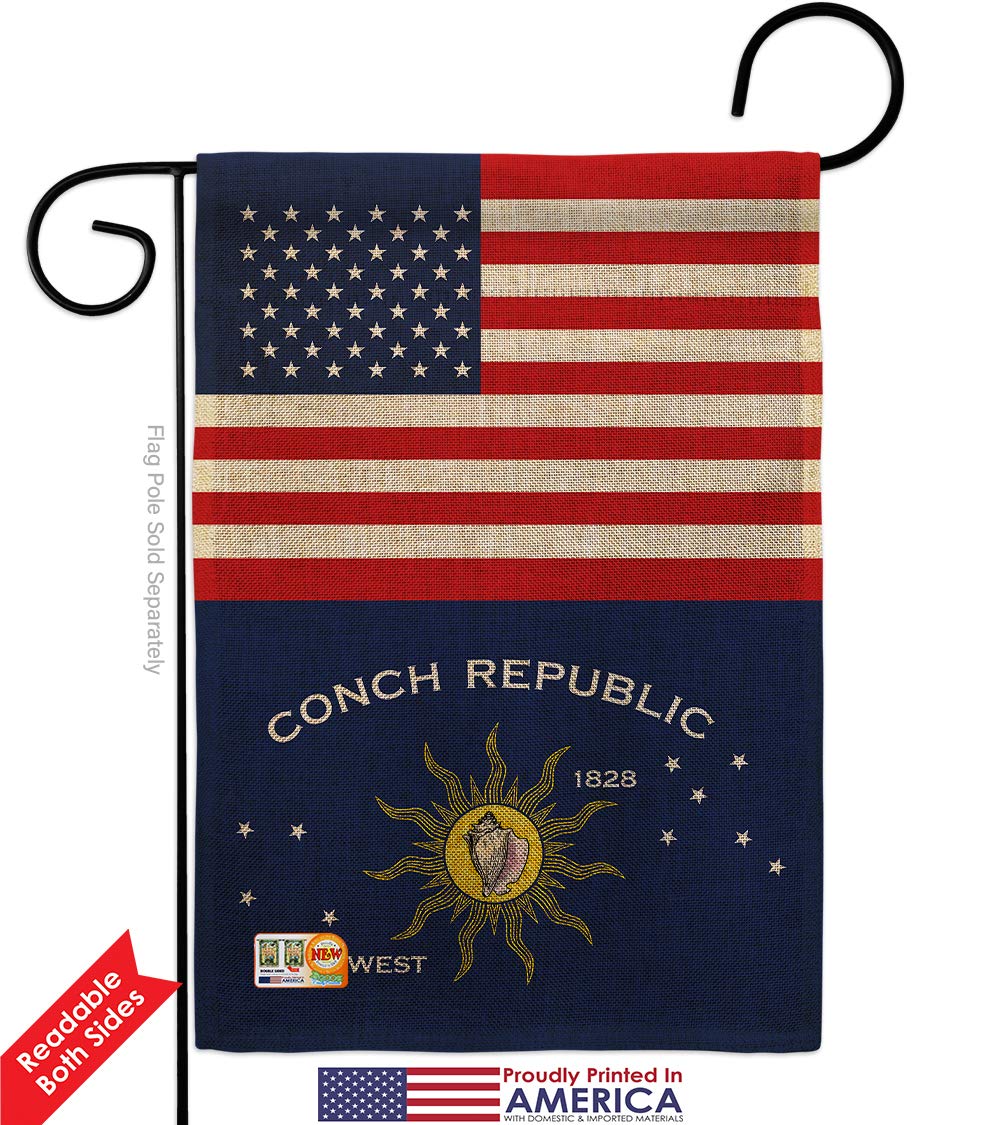 Conch Republic US Friendship Burlap Garden Flag Set - Double-Sided Yard Banner for Home Decor