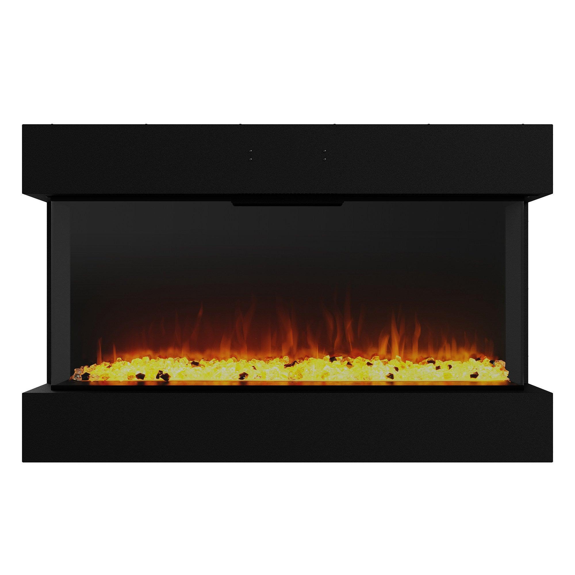 3 Color LED Electric Fireplace - Black Recessed or Wall Mount Flame Heater for Living Room, Bedroom & Office