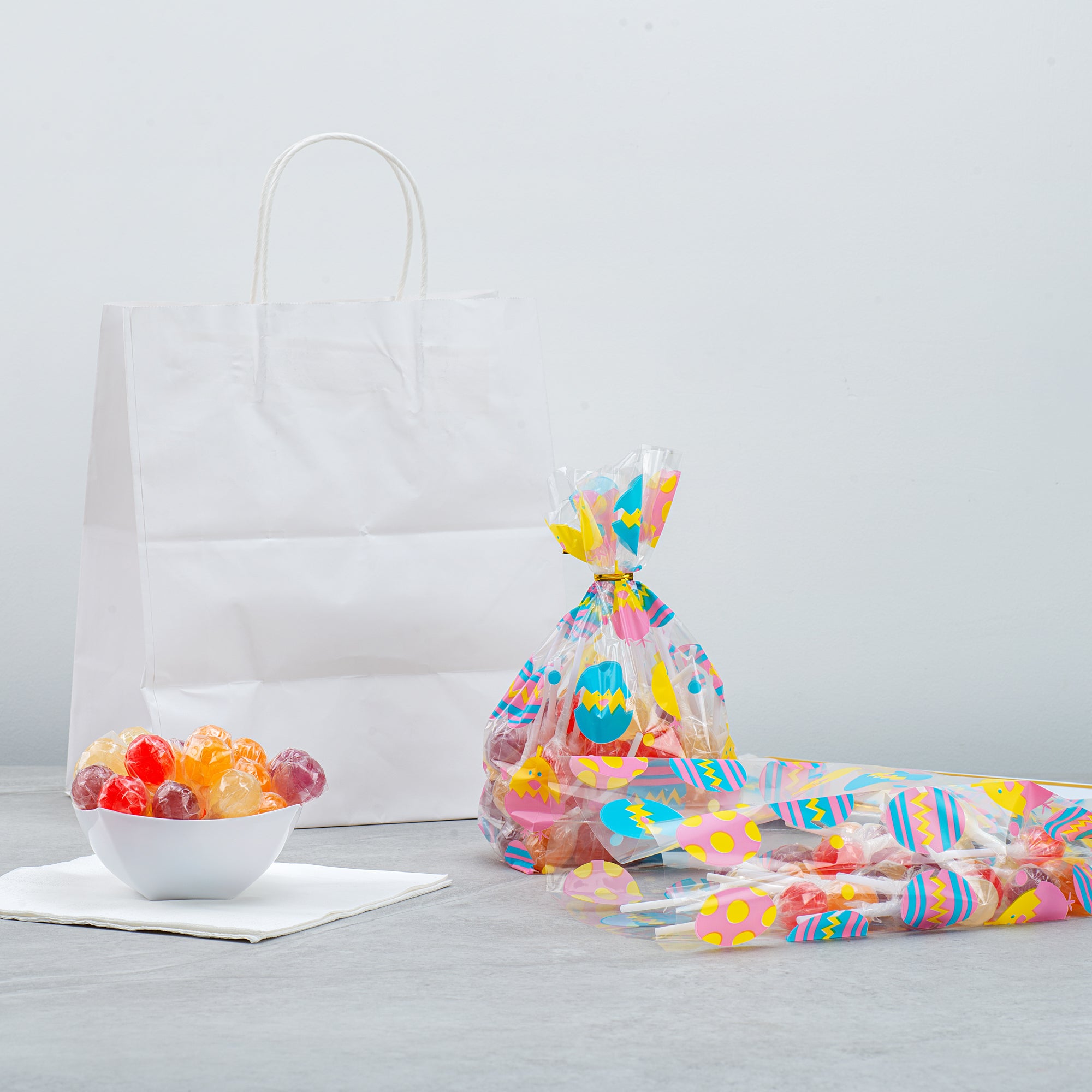Easter Chicks Plastic Candy Bags - Gusseted 5 x 3 x 11 Inches - 100 Count Box - Perfect for Easter Treats, Party Favors & Bulk Candy Storage