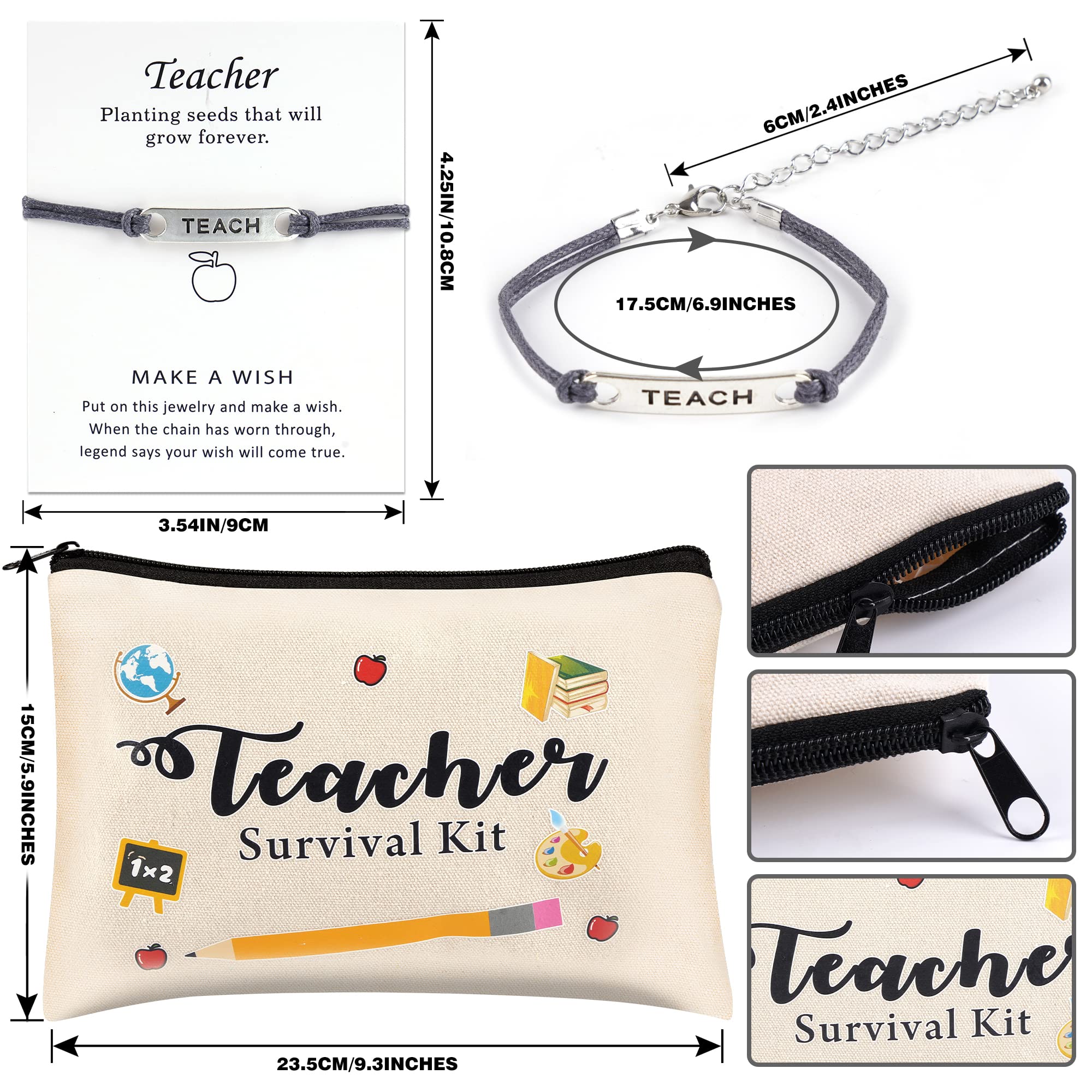 Teacher Appreciation Gift Set - Wine Tumbler, Makeup Pouch, Bookmarks - Perfect for Women Educators