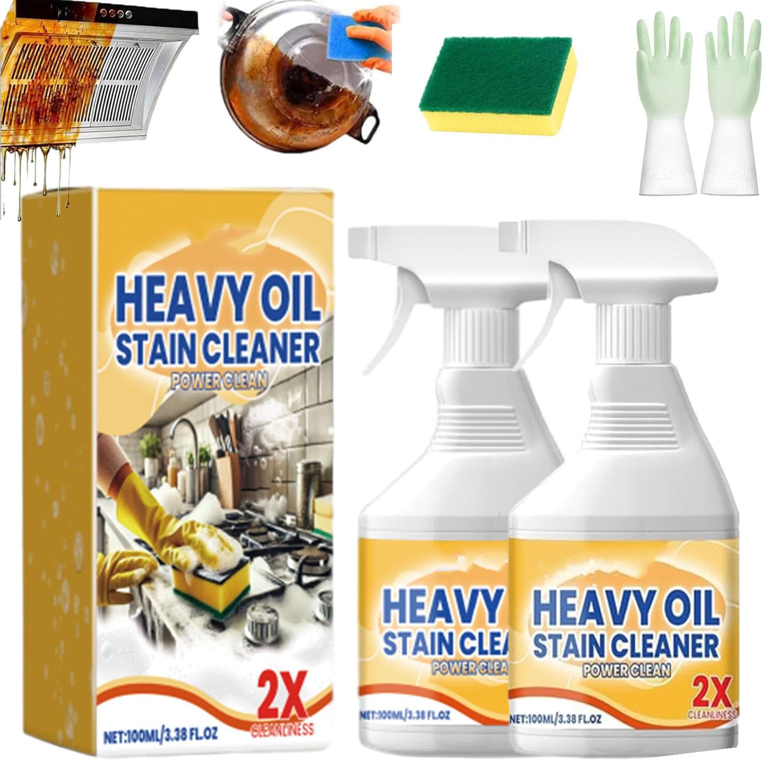 Liapu Heavy Duty Kitchen Degreaser Spray - Powerful Foaming Cleaner for Stubborn Oil Stains, Grease & Grime - All-Purpose Kitchen Cleaner for Stovetops, Ovens, Countertops & Appliances (2 Pack) - Perfect for Deep Cleaning After Cooking & BBQ