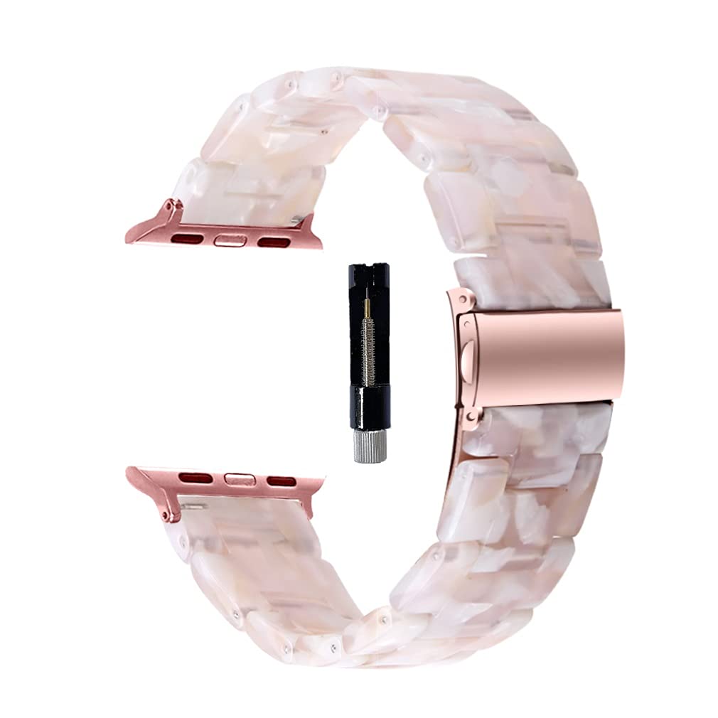 Premium Resin Apple Watch Bands for Women - Compatible with Apple Watch 38mm 40mm 41mm 42mm 44mm 45mm (Series SE/1/2/3/4/5/6/7) - Stylish & Durable Replacement Straps for Workout, Office & Everyday Wear