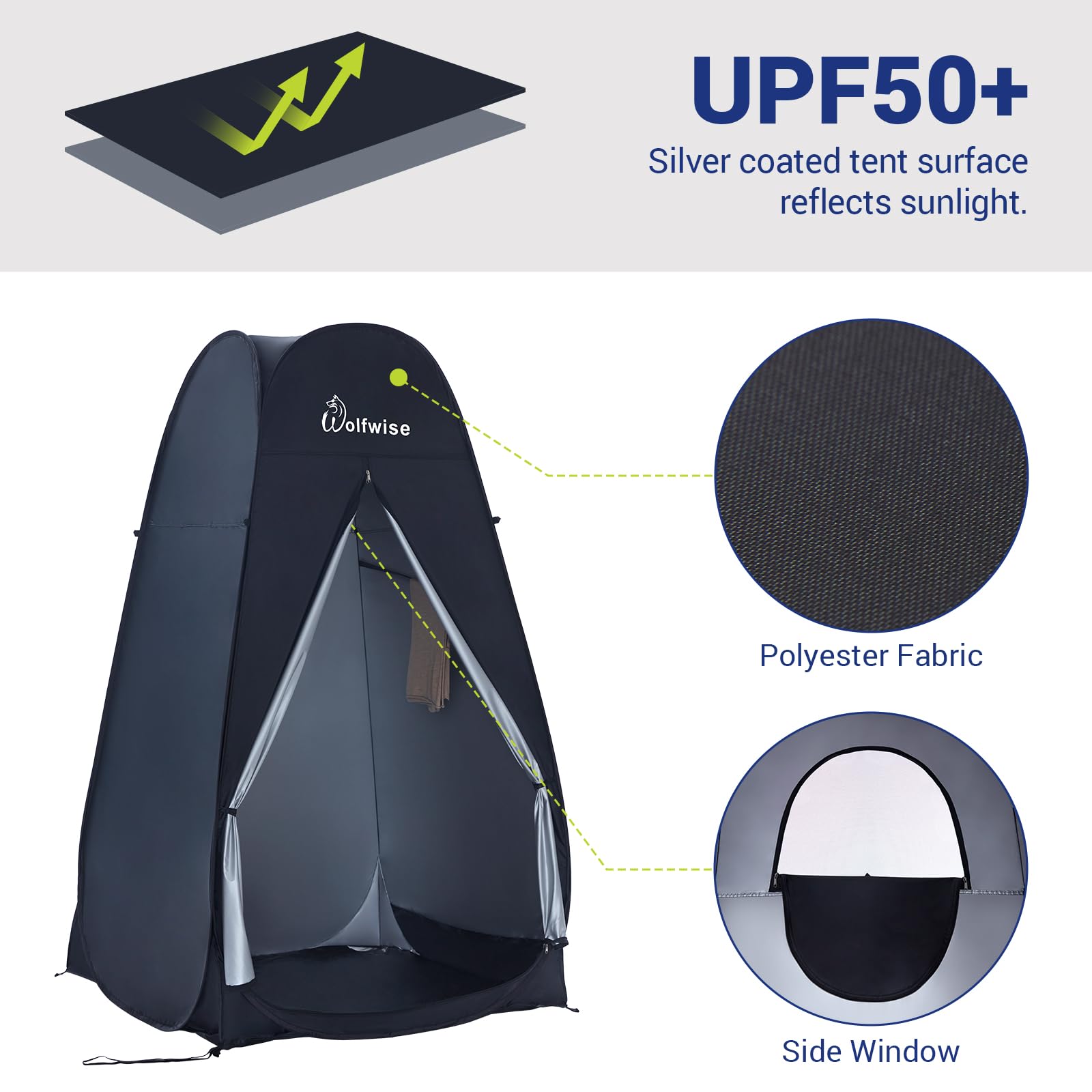 Portable Pop Up Shower Tent - 6.6FT Spacious Privacy Changing Room for Camping, Beach, Hiking & Outdoor Activities | Quick Setup Dressing Shelter for Toilet, Biking & Travel