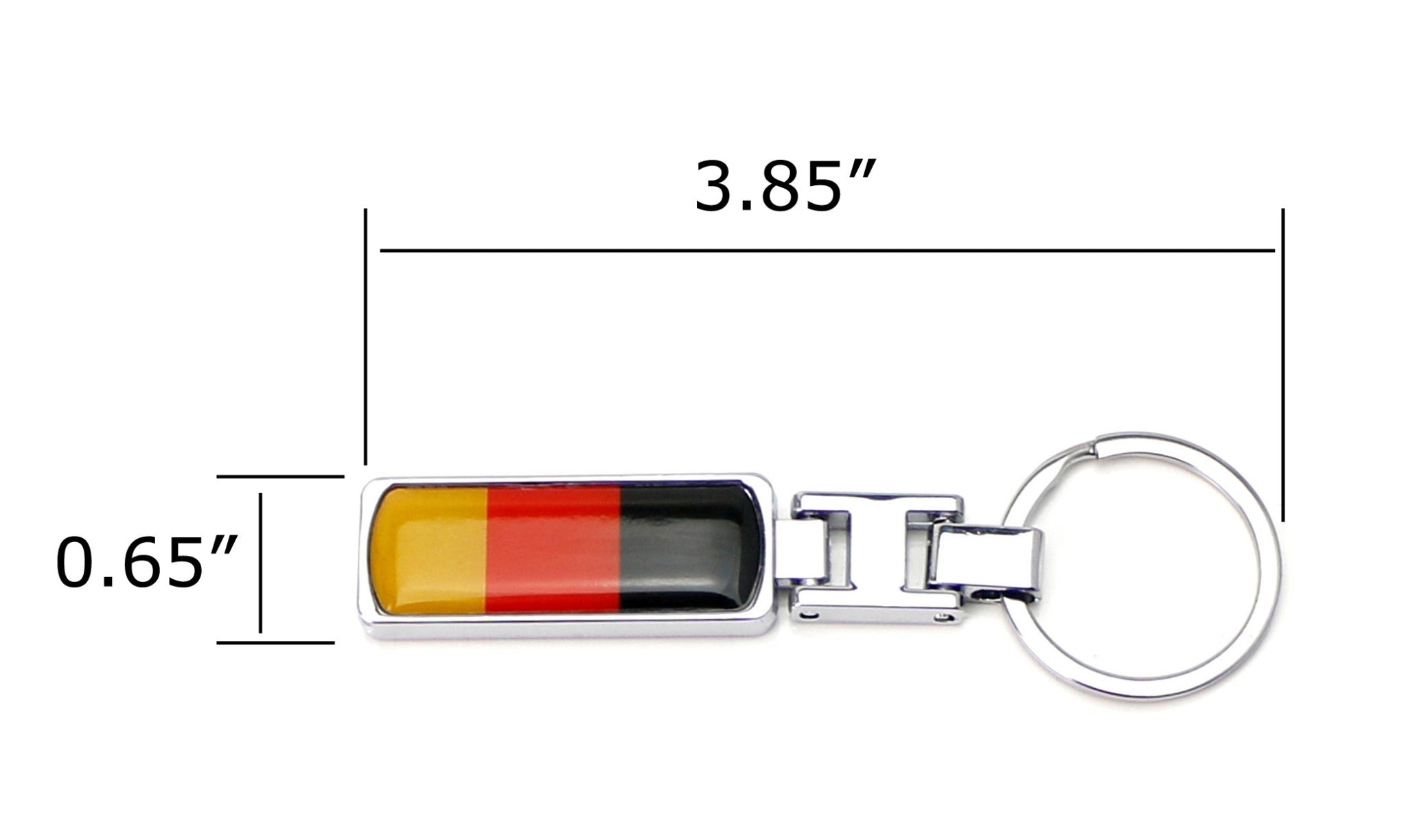 Germany Flag Design Black Red Yellow Stripe Chrome Badge Keychain Ring - Perfect for Car Keys, Backpacks & Travel Accessories