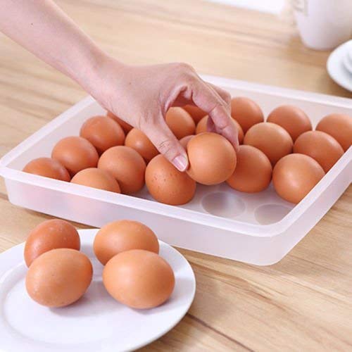 FYCAN 24 Grid Stackable Plastic Egg Storage Container for Refrigerator - 30x23x5cm Egg Tray Organizer for Kitchen, Fridge - Perfect for Farm Fresh Eggs, Meal Prep & Space Saving Storage (1 Pack)