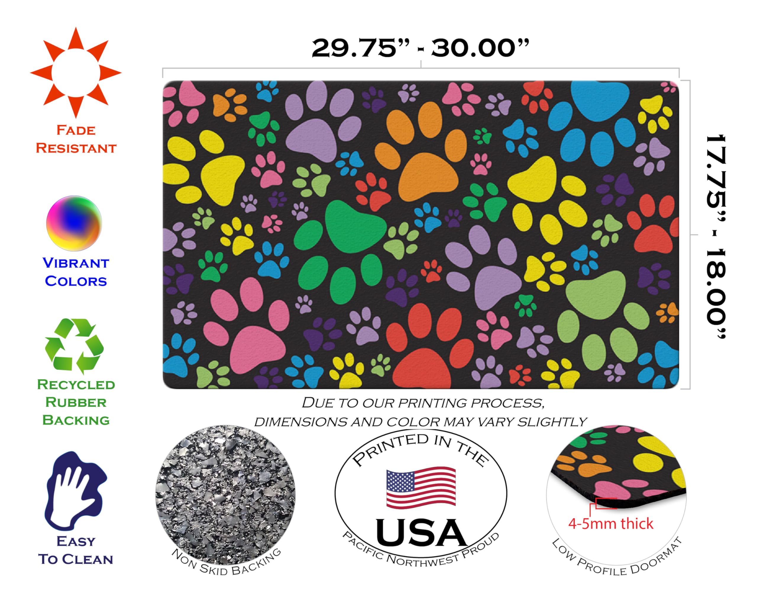 Toland Home Garden 800088 Puppy Paws Dog Door Mat 18x30 Inch - Non-Slip Indoor/Outdoor Welcome Mat for Entryway, Front Door, Patio - Absorbs Dirt & Moisture, Perfect for Pet Owners