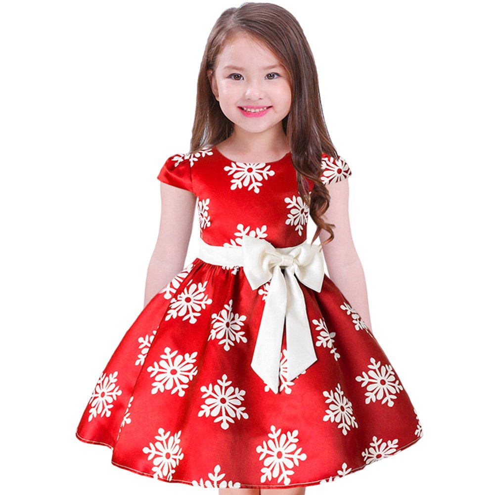 Baby Girls Princess Dress - Christmas Pageant Party Wedding Tutu Short Graduation Gown with Striped Snowflake Design | Perfect for Dance Recitals, Holiday Photos & Special Occasions